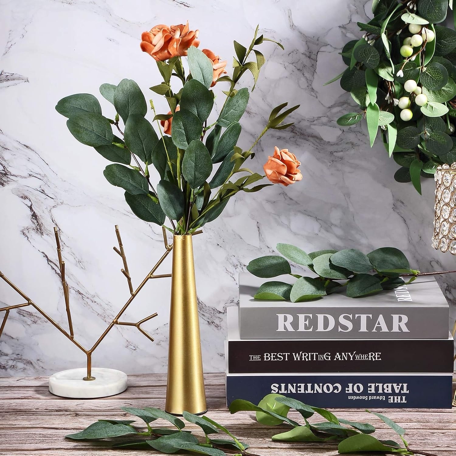 30 Pieces Artificial Eucalyptus Leaves Stems Eucalyptus Long Greenery for Holid