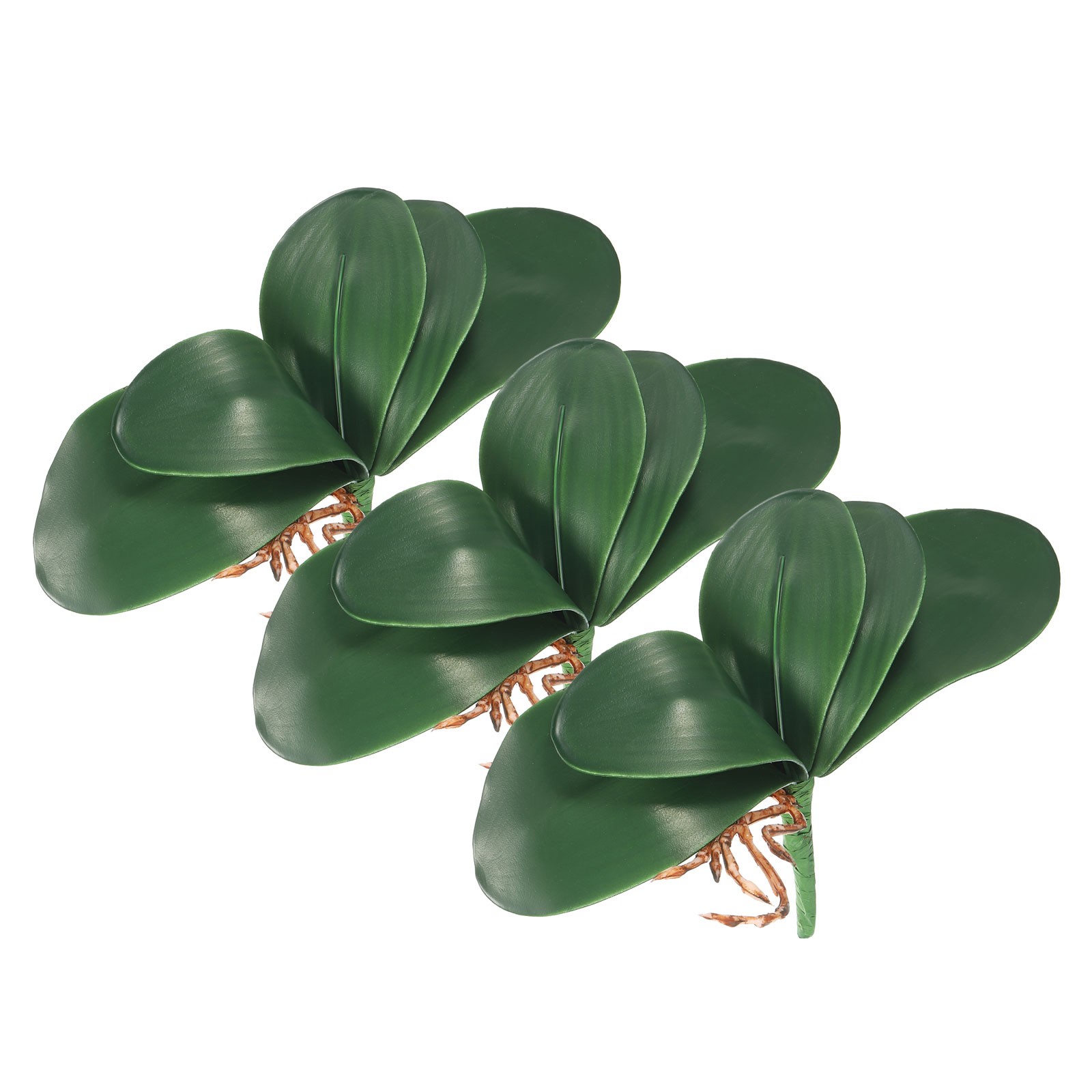 3 Pcs 8.27 Inch Faux Orchid Leaves 5 Petals Artificial Leaf with Stems