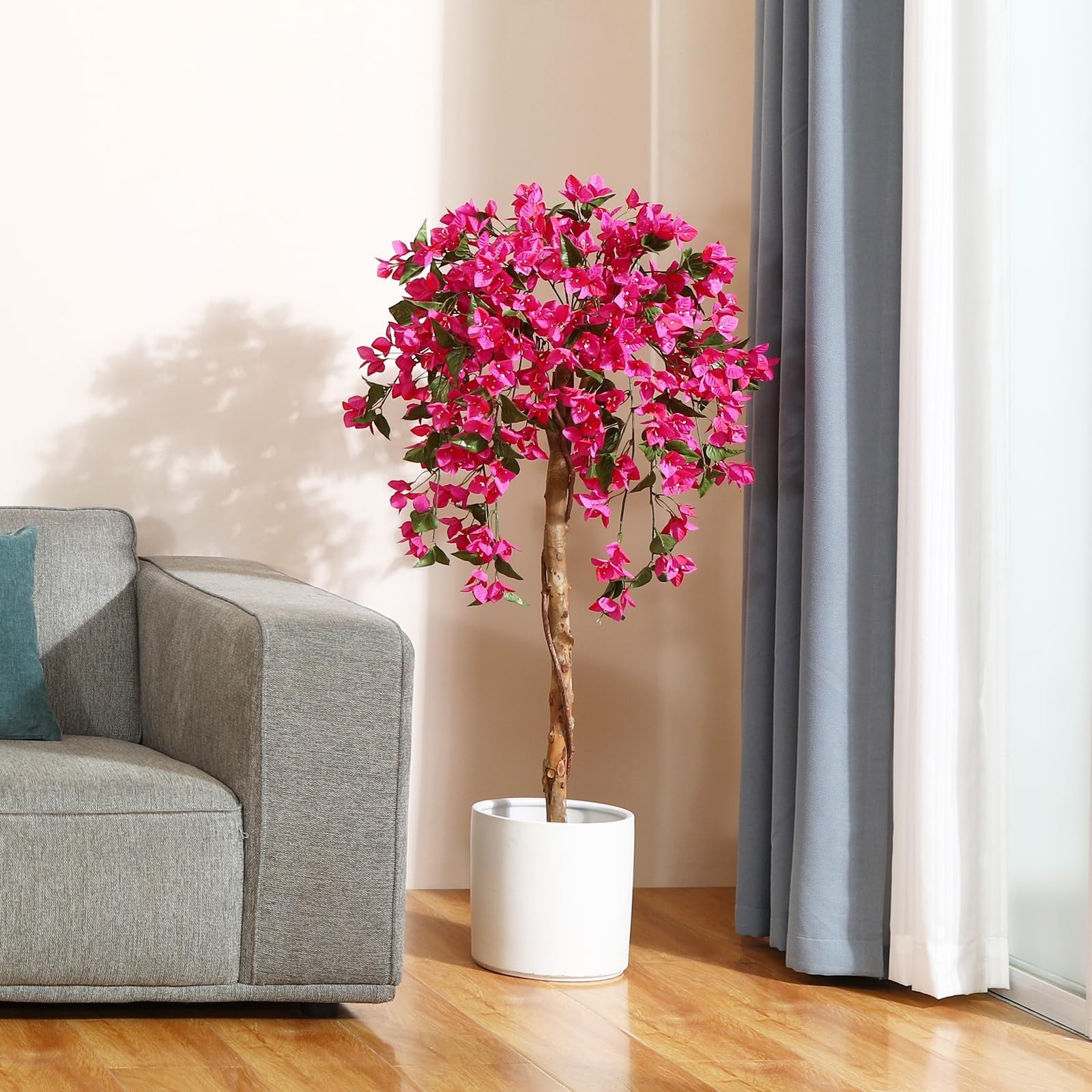 4FT Artificial Tree Tall Potted Fake Bougainvillea Trees for Outdoor Indoor O…