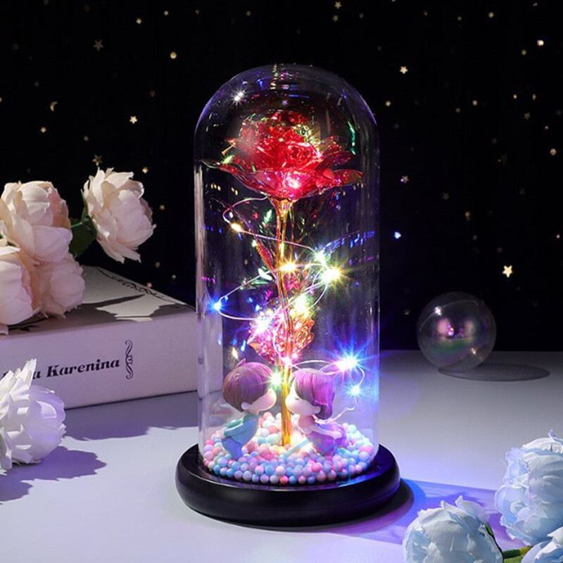Eternal Forever Galaxy Rose Flower In Glass Dome LED Light Valentine’s Day Gift