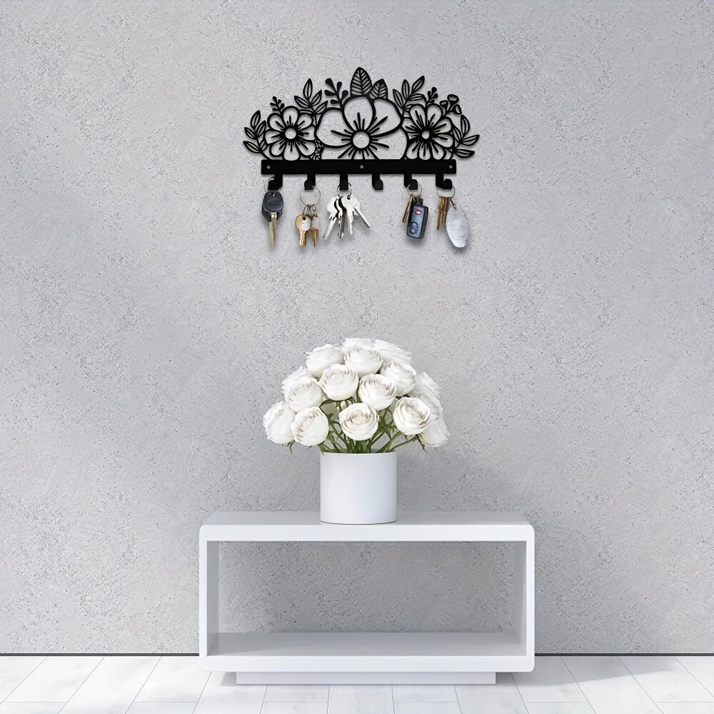 Rustic Metal Wall Mounted Coat Rack Art Hanger Hallway Decor