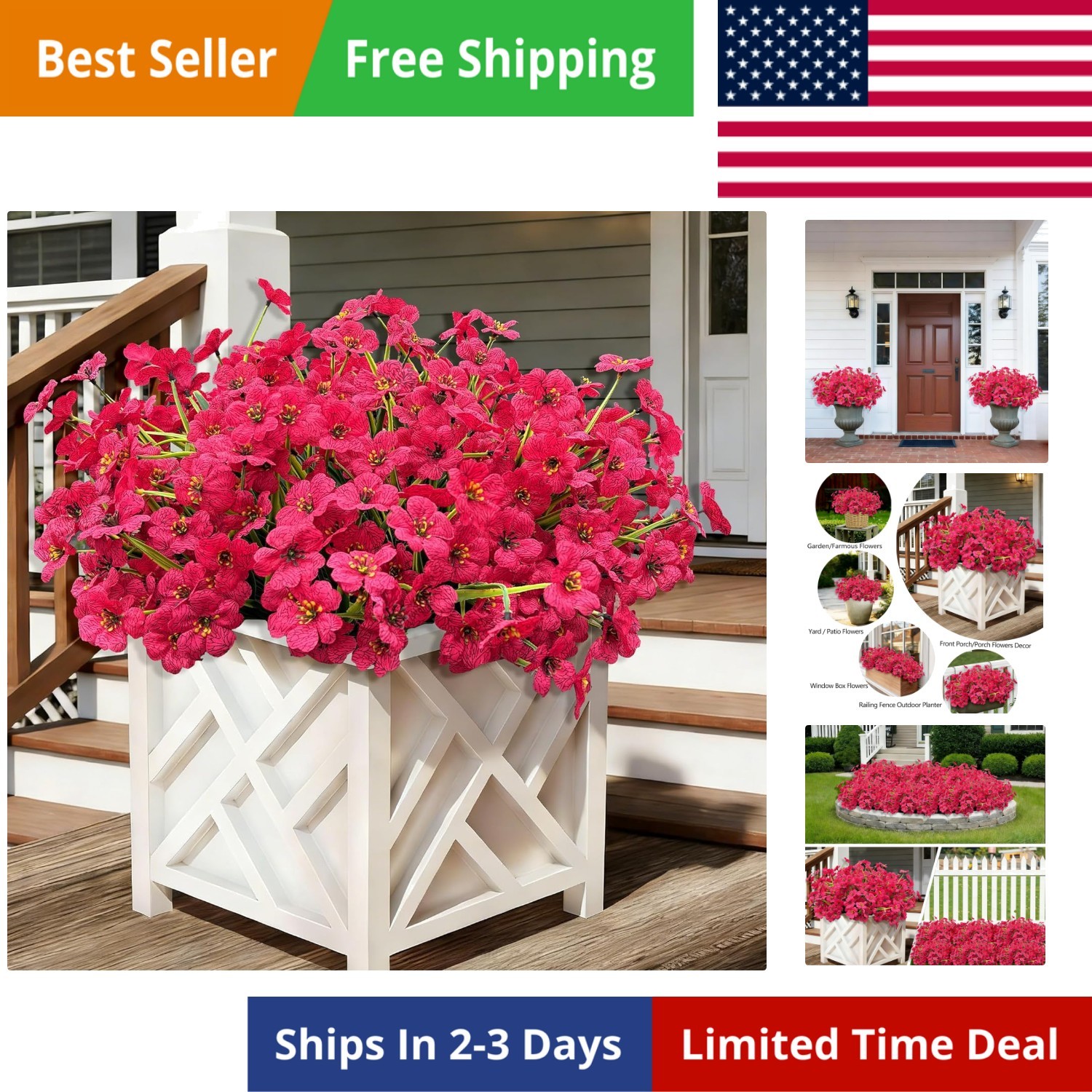 20 Bundles Fuchsia Artificial Flowers for Outdoors, UV Resistant Fake Flowers…