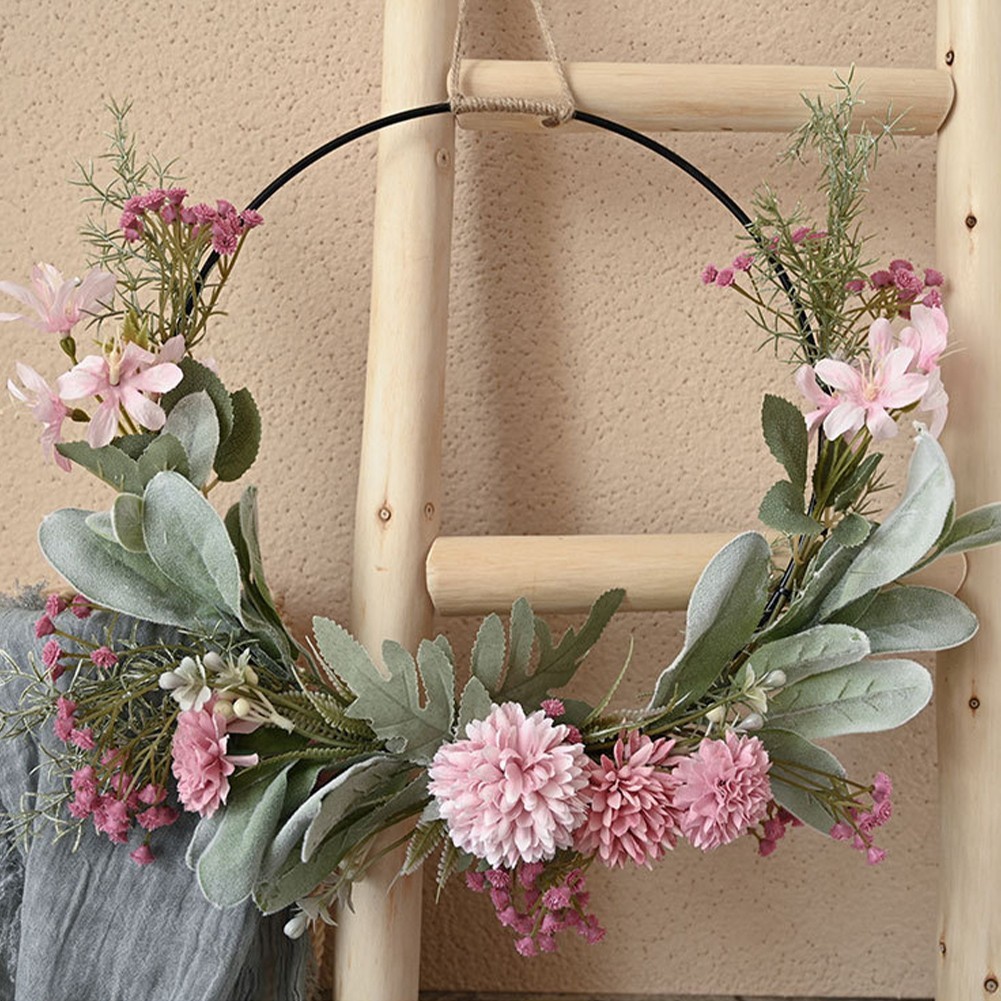 41cm Door Wreath with Dahlia and Green Leaves for Indoor and Outdoor Use