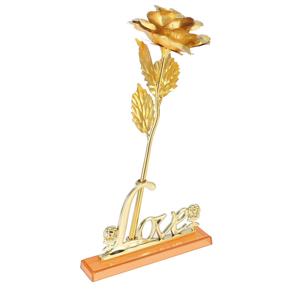 (Golden)24K Gold Foil Flower Artificial Rose Valentine Day Romantic Gift