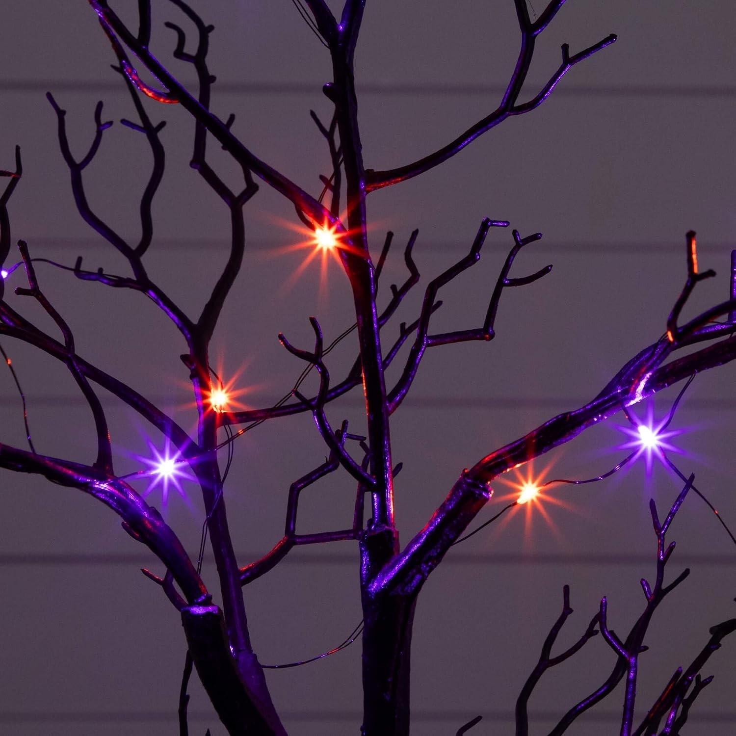 Halloween Decor Indoor Spider LED Lights Tree, 2Ft Black Spooky Bats