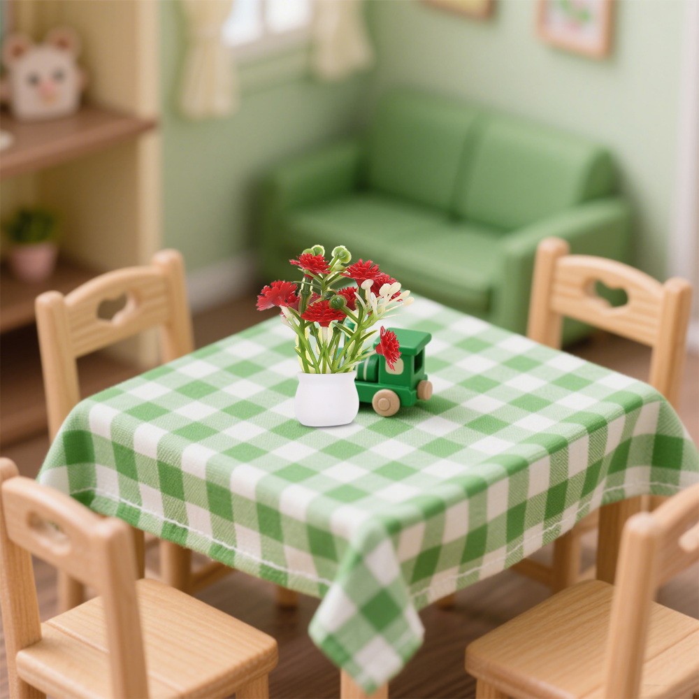 5pcs Mini Flower Pot Set with Artificial Flowers for Dollhouse and Fairy Garden