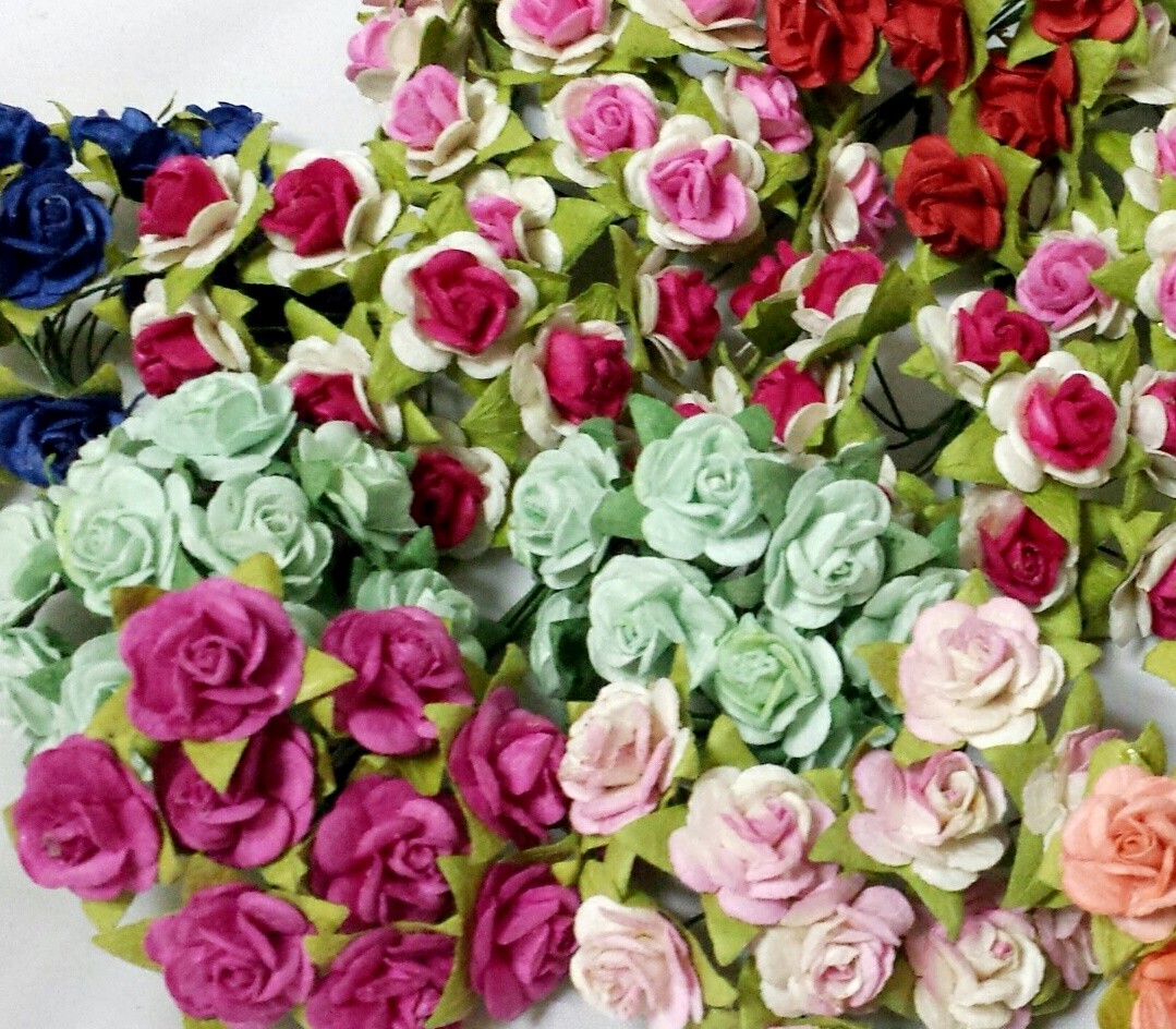15 mm Mulberry Paper Rose Flower Craft Wedding Card Basket Scrapbooking DIY