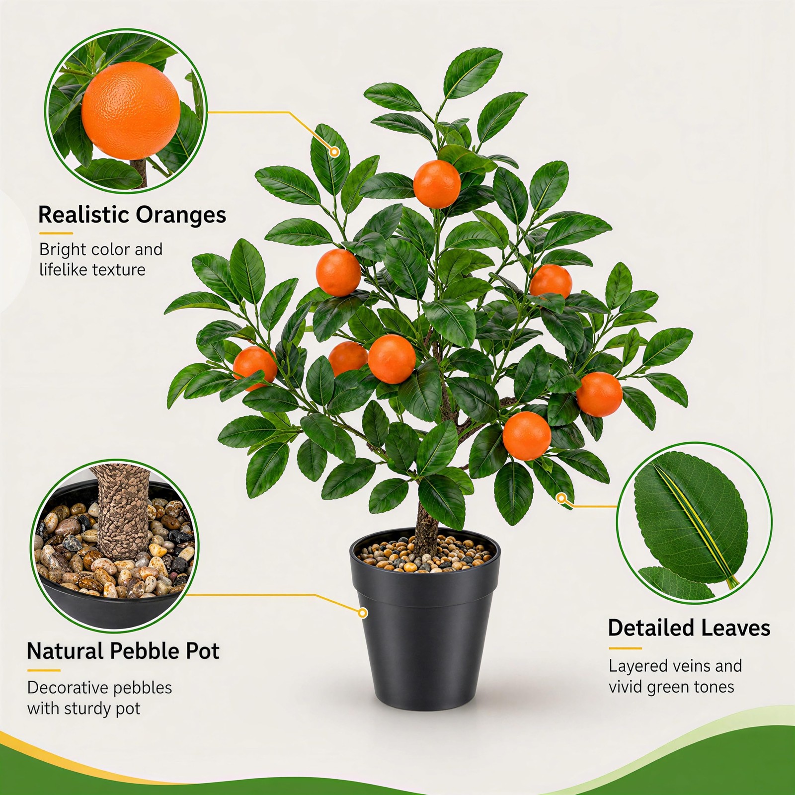 20″ Artificial Orange Tree Fake House Green Plant Fruits Decoration with Plas…