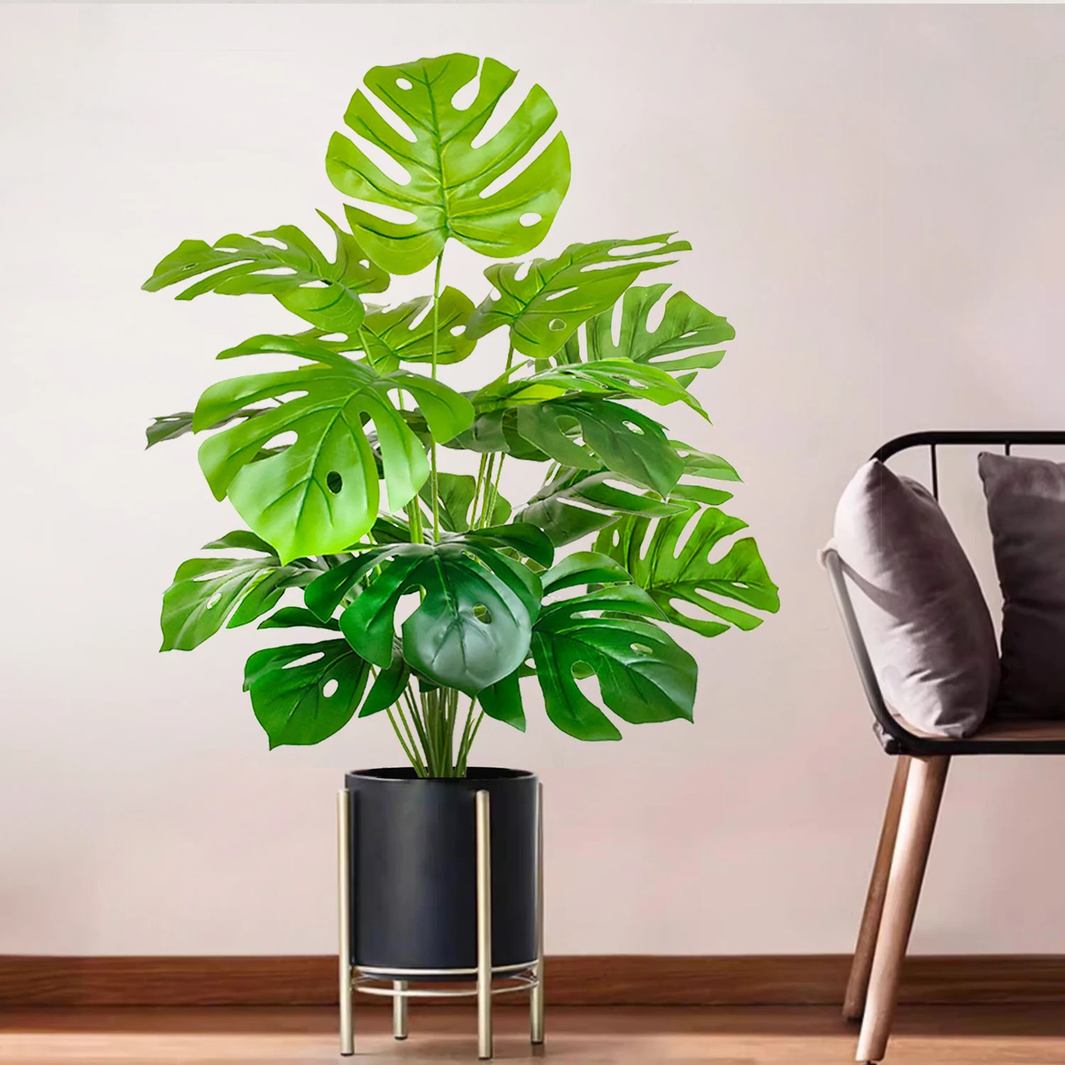 52-104cm Artificial Monstera Plant Fake Palm Tree for Home Garden Decor