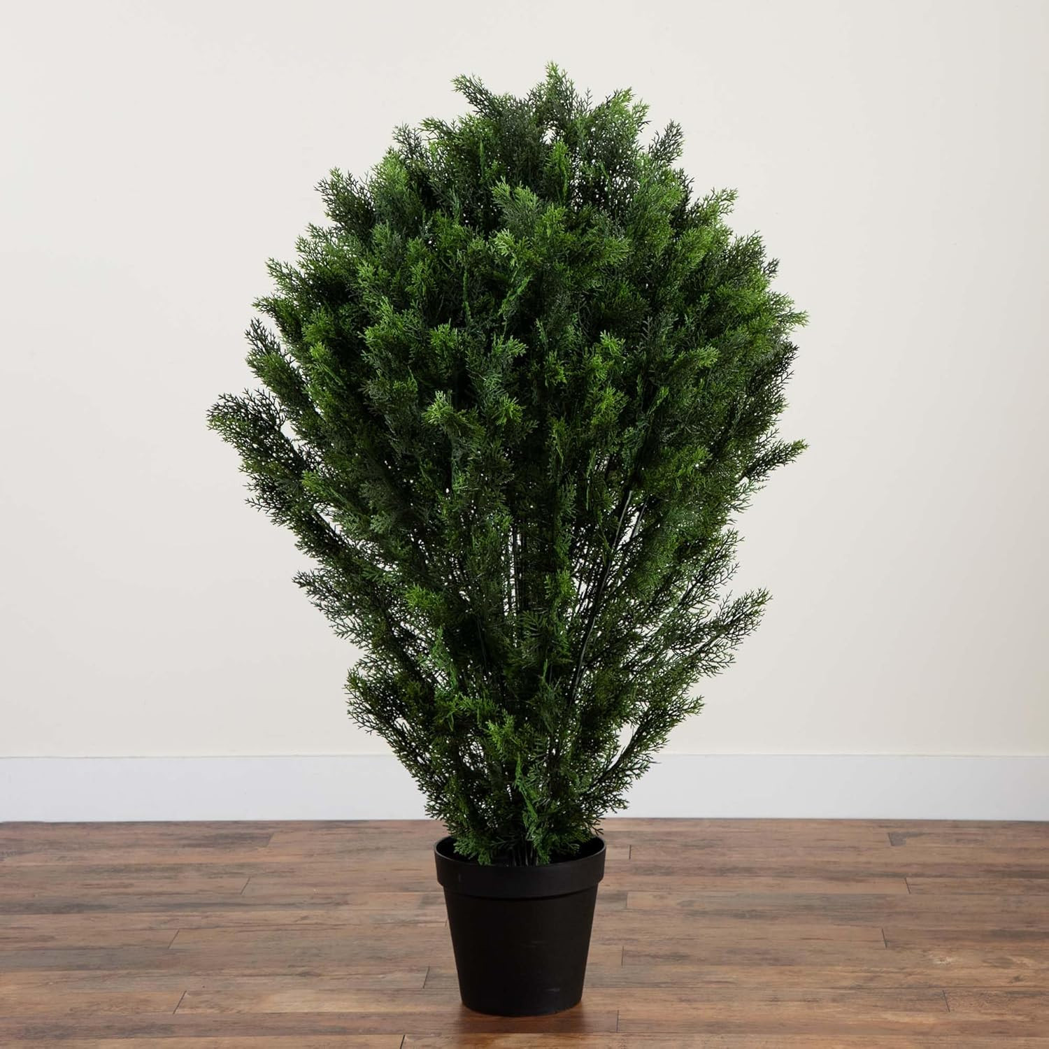5FT UV Resistant Artificial Cedar Bush for Indoor/Outdoor Décor, Black Pot
