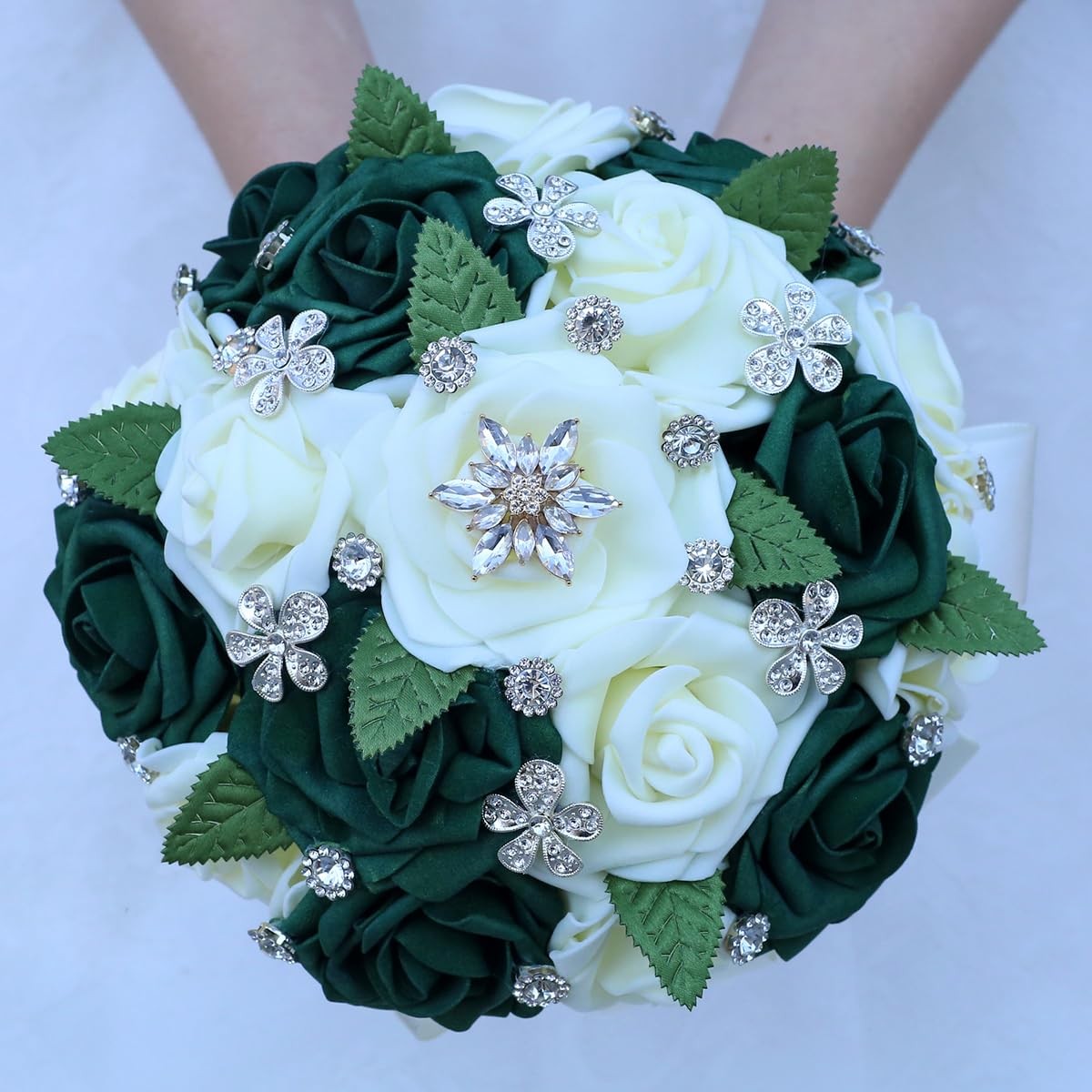 Mhojpik Lightweight Bridal Wedding Bouquet Round Holding Bouquet Throw Toss A…