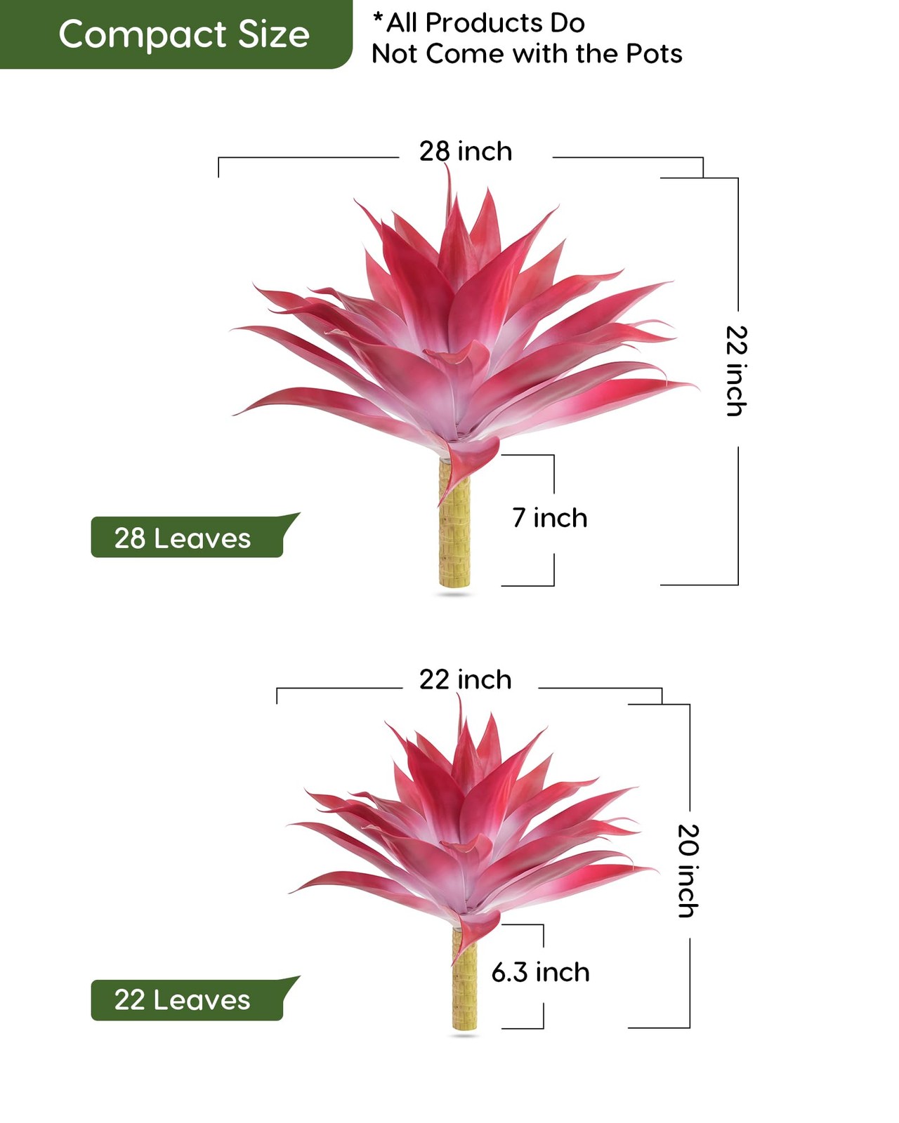 Artificial Agave Plant Set, 28 Inch, Faux Aesthetic Plants for Home Decor, Re…