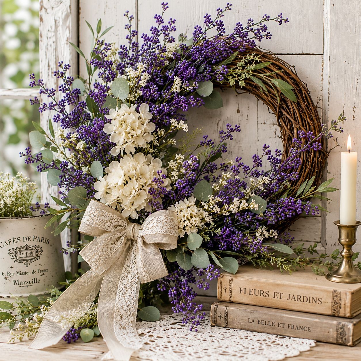 Faux Purple Berry Stems Set of 2 Bushes Artificial Berry Spray Farmhouse Floral