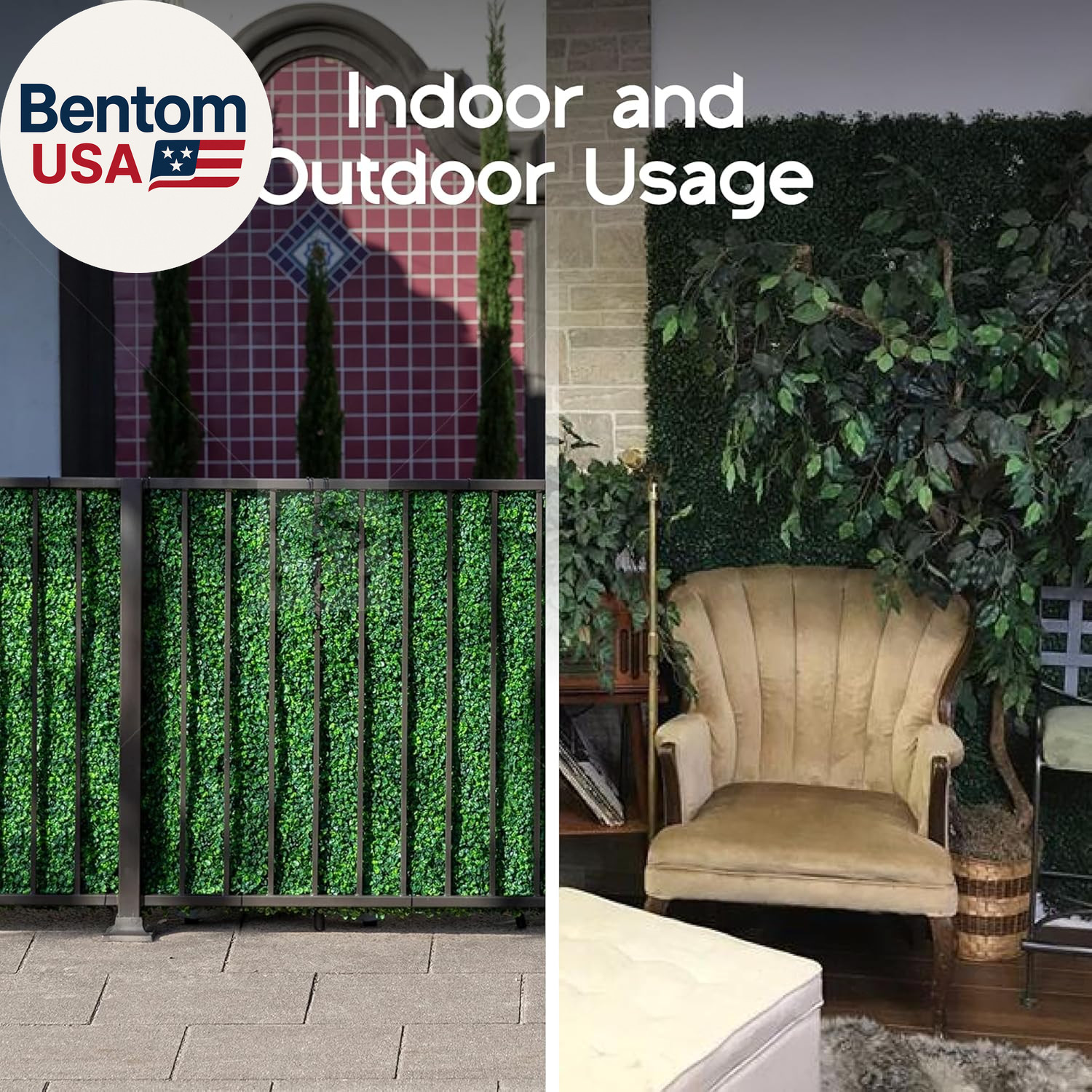 (33Sqft) Artificial Light Green Grass Wall Decor, Hedge Leaf Boxwood Roll Panels