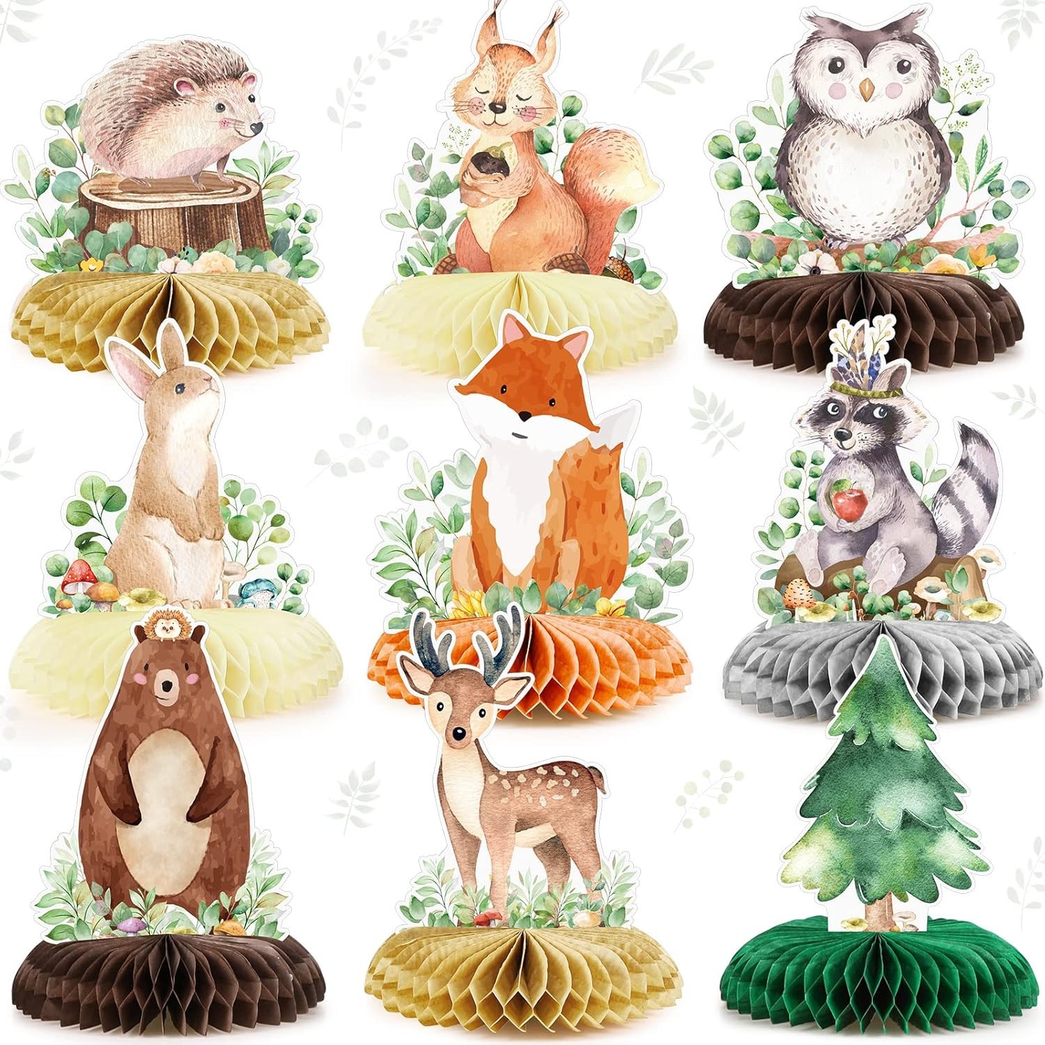 Centros Mesa Animales Bosque 9pcs Decoracion Baby Shower Safari
