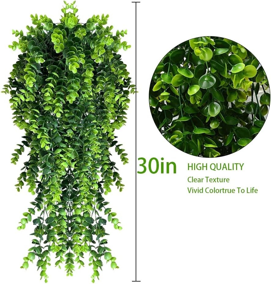 4 Pack Artificial Eucalyptus Leaf Rattan Fake Hanging Plant