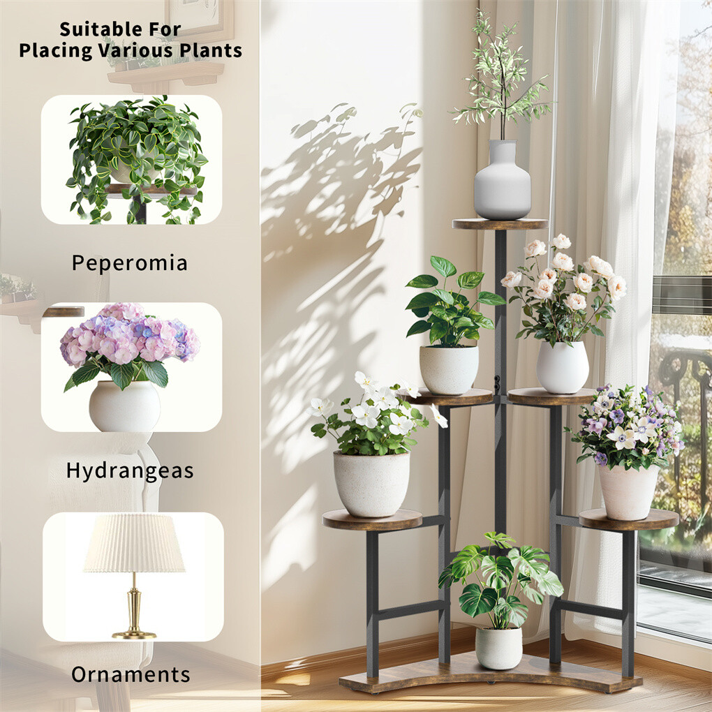 6 Tiers Triangle Corner Plant Stand Flower Pots Holder Rack Indoor Outdoor Patio