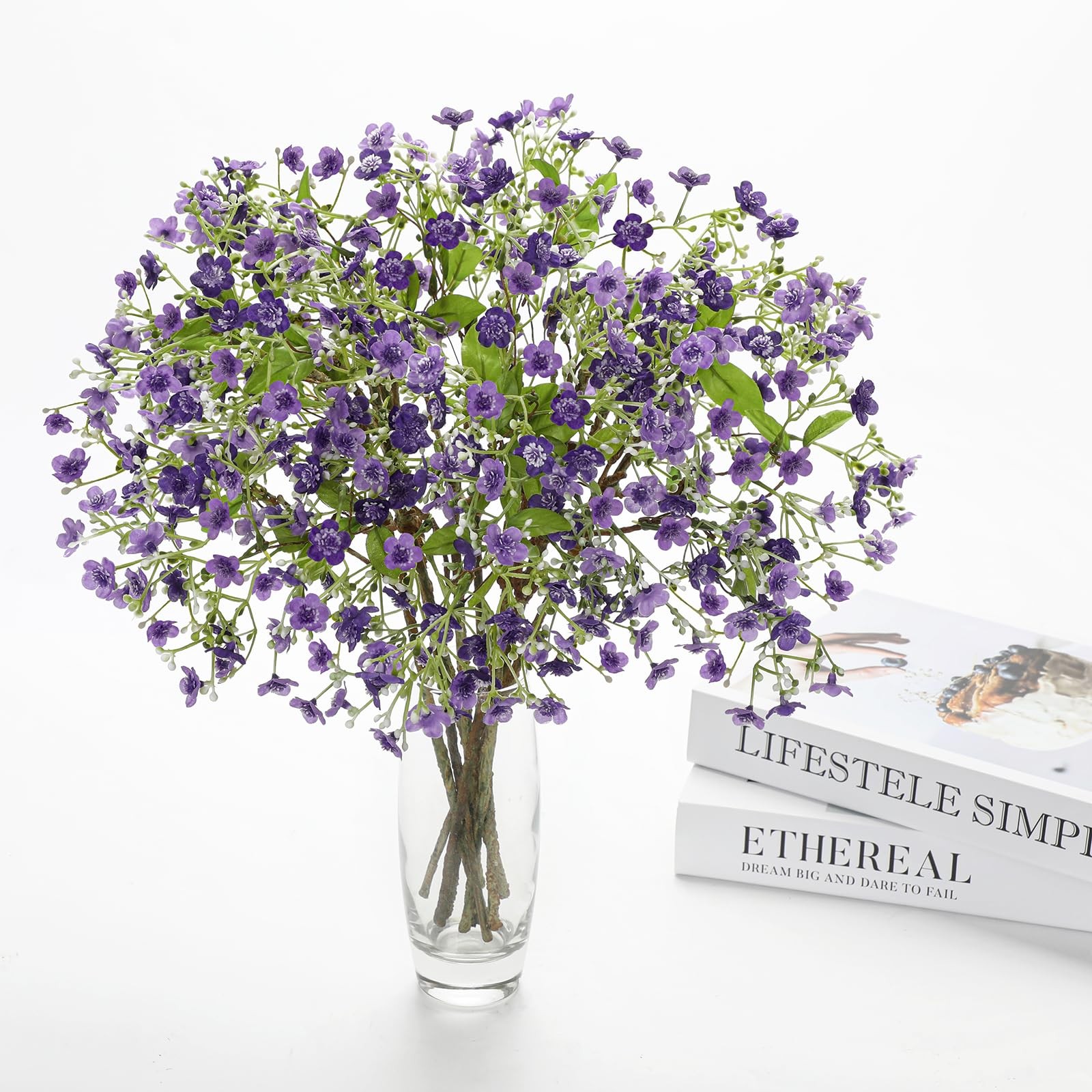 9 Pack Purple Baby’s Breath Artificial Flowers 9 Bundles Gypsophila Fake Silk…