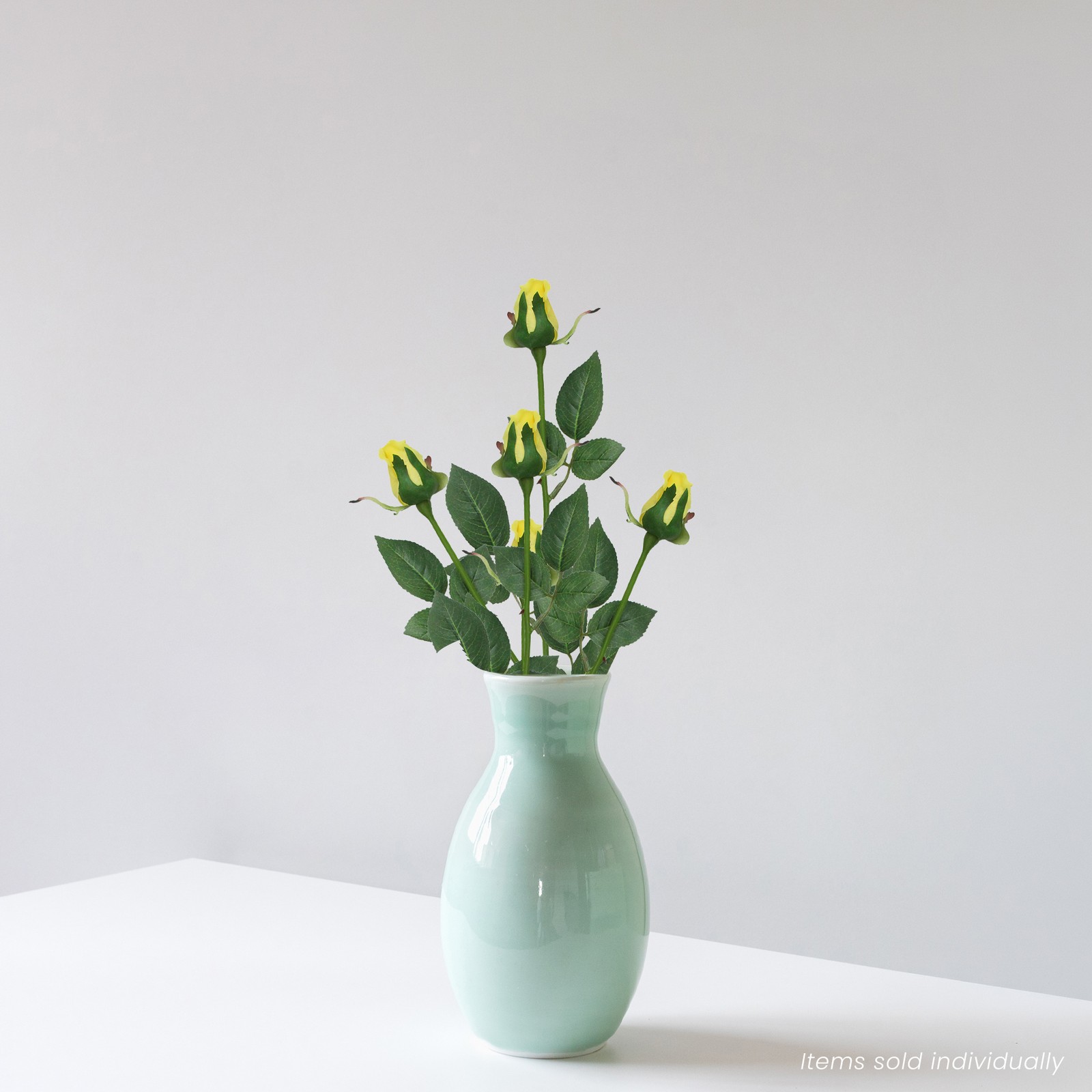 CC Home 23″ Artificial Long Single Stem Yellow Colored Budding Rose Pick