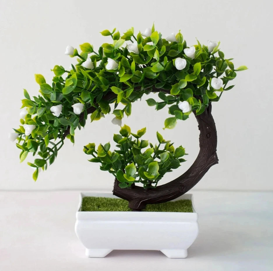 1pc Artificial Bonsai Plant Fake Flower Tree Potted Table Decor