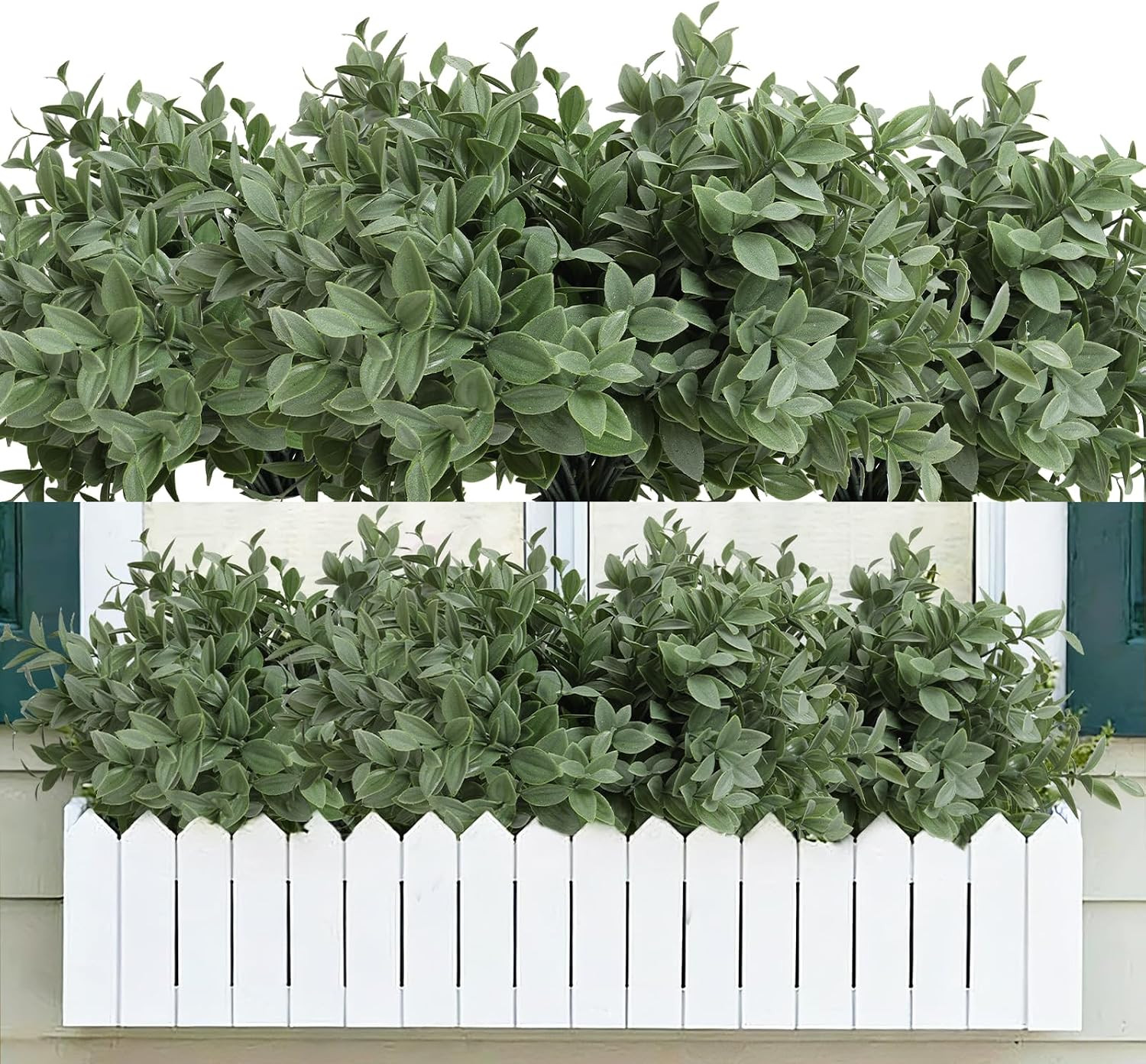 6 Bundles Artificial Greenery Stems, 14.5″ Fake Lucky Bamboo Leaves Faux Outdoor