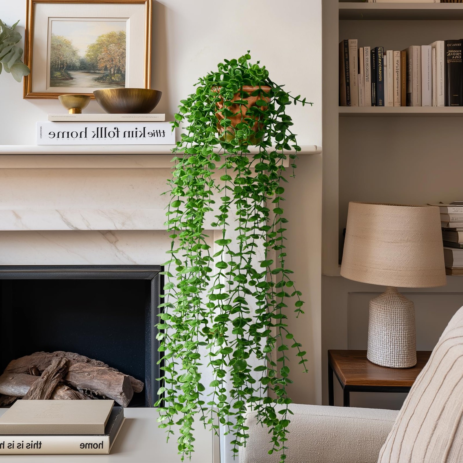 2 PCS Artificial Ivy Plants Pots Faux Vines Hanging Greenery Wall Decor