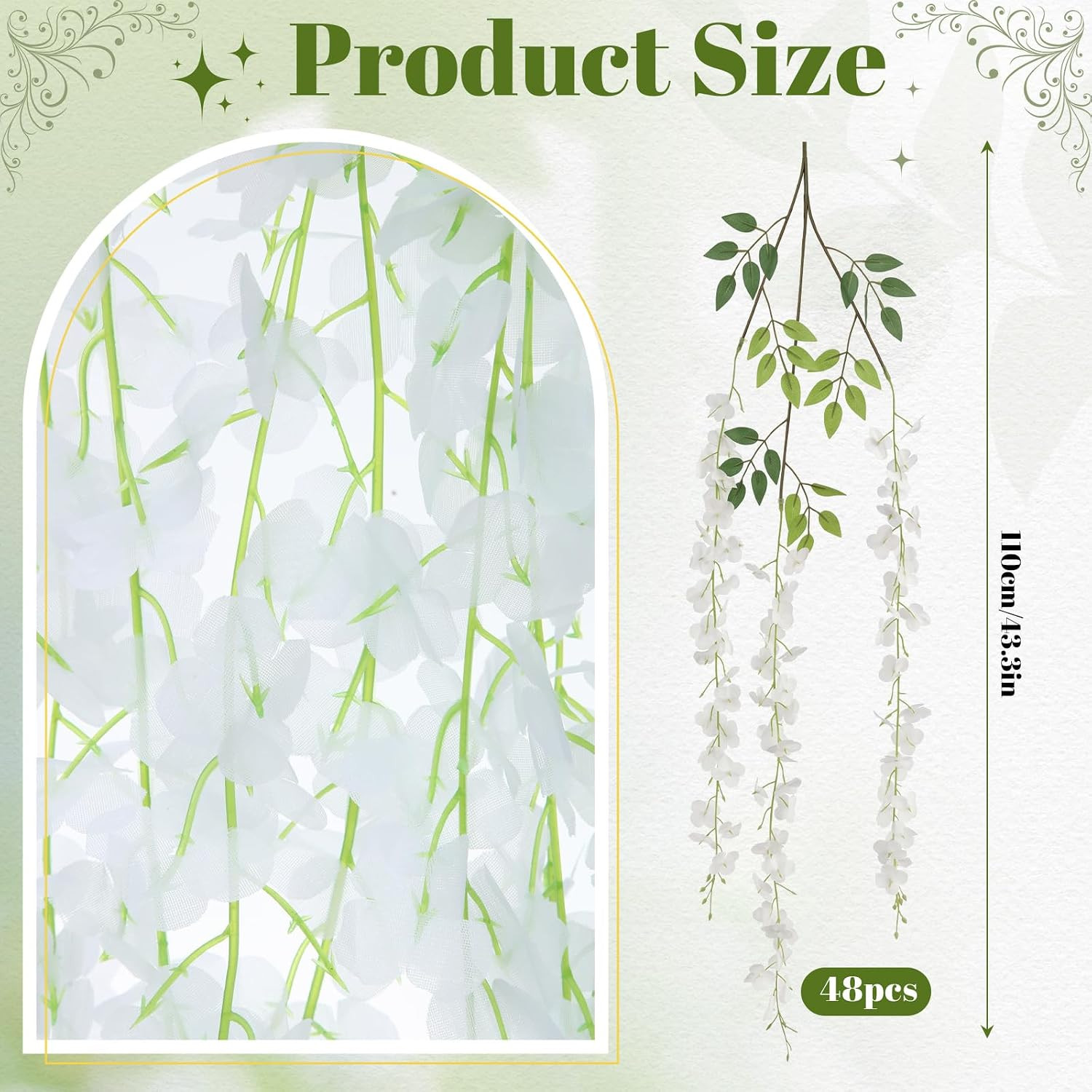 56 Pcs Wisteria Artificial Flowers Garland Includes 6.8 Ft Artificial Wisteria H