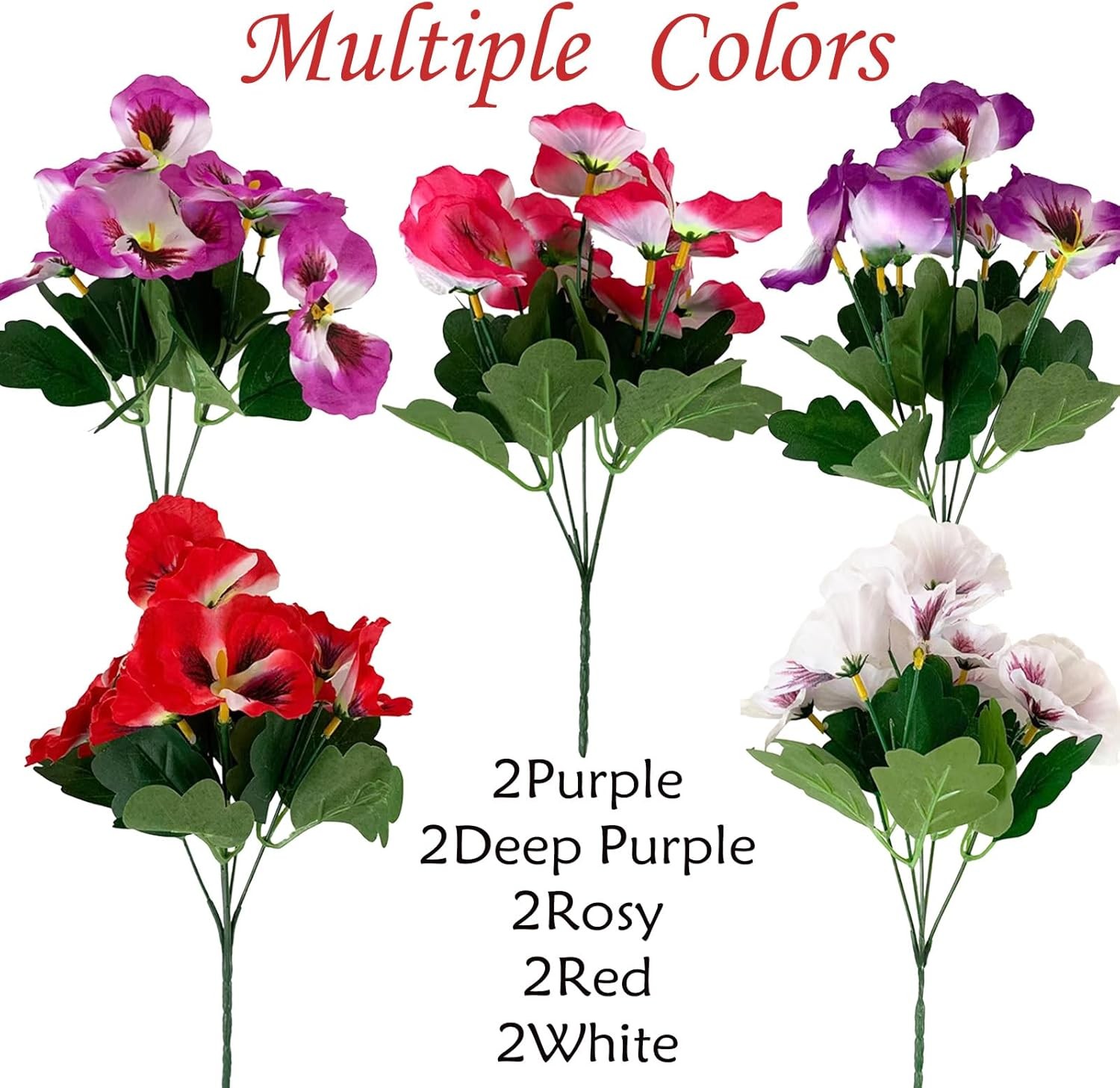 Outdoor Artificial Pansy Flowers 10 Bundles UV Resistant Silk Fake Flowers