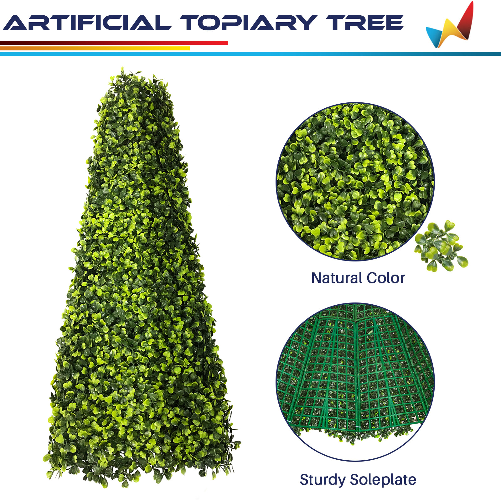 25.6” Artificial Topiary Tree Faux Boxwood Tower Home Garden In/Outdoor Decor