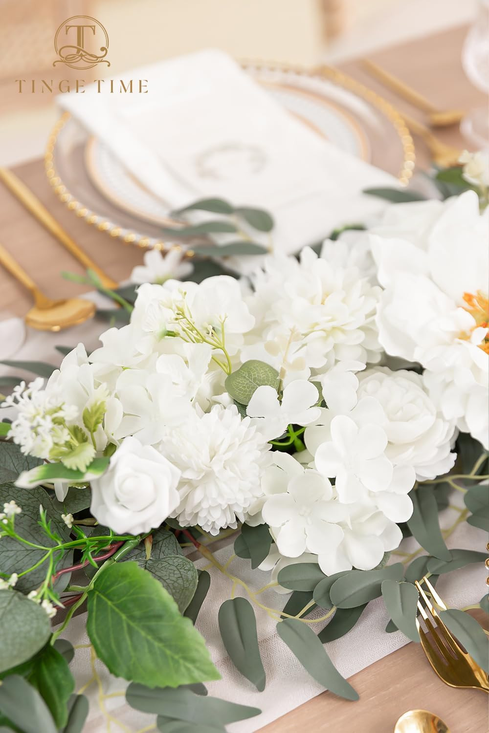 2 PCS Ivory White Eucalyptus & Rose Garlands for Wedding & Home Decor