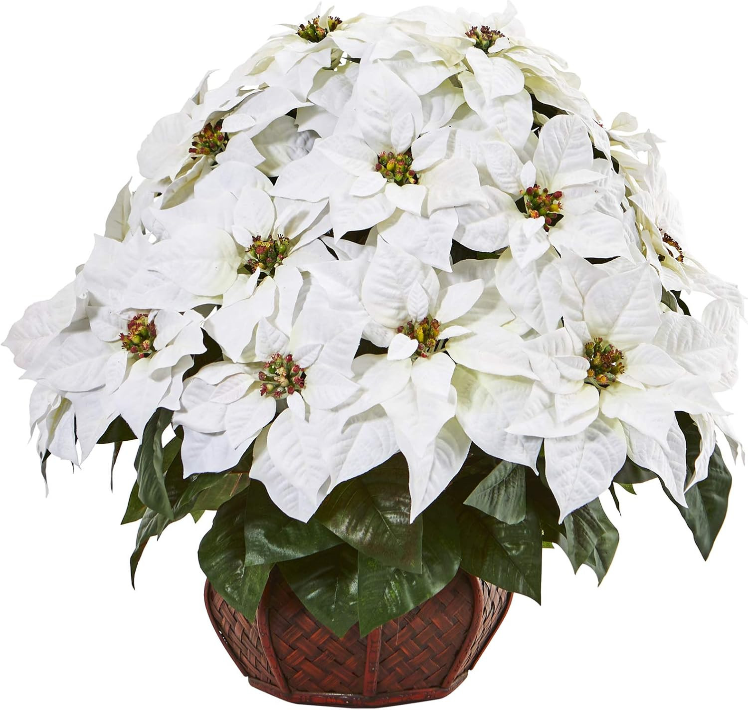 Vibrant Poinsettia Artificial Arrangement in Stylish Decorative Planter
