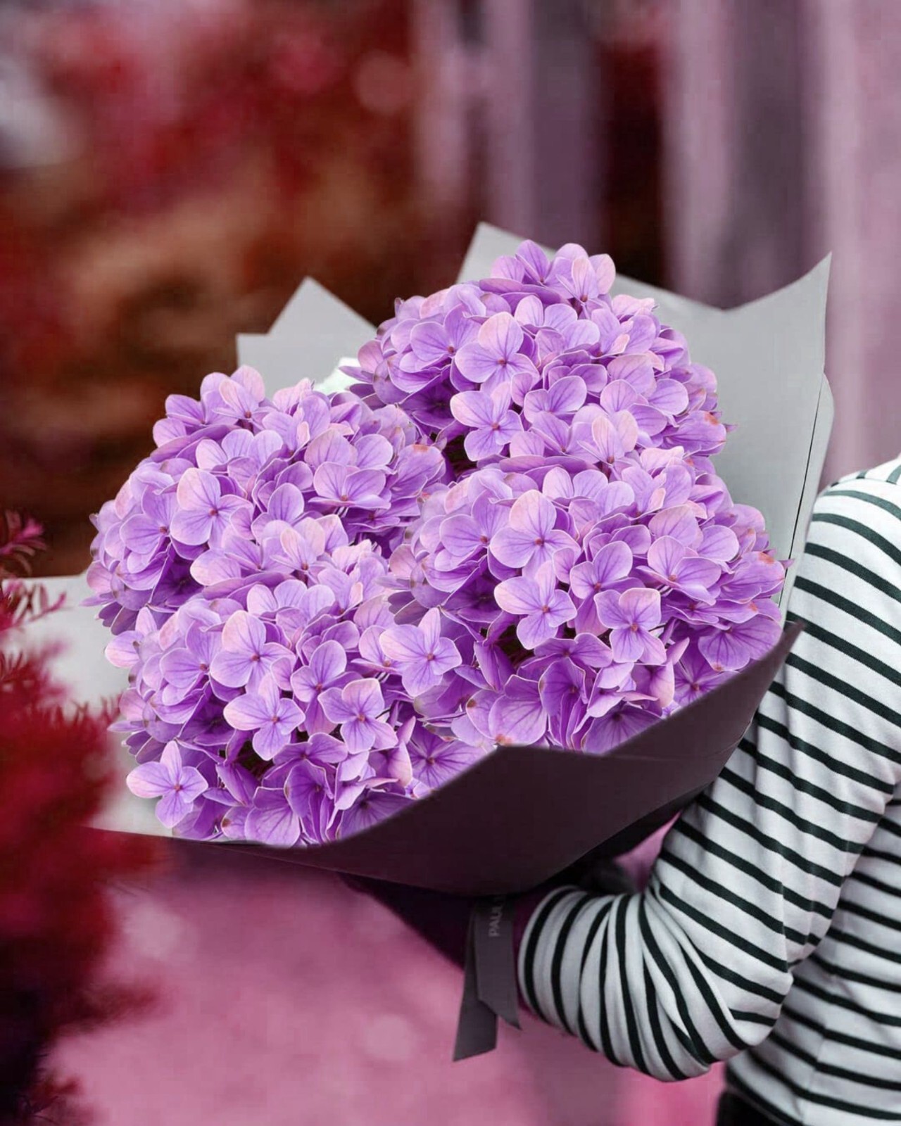 3pcs 25in Artificial Realistic Hydrangea Flowers 3D Real Touch 25in Extra Long