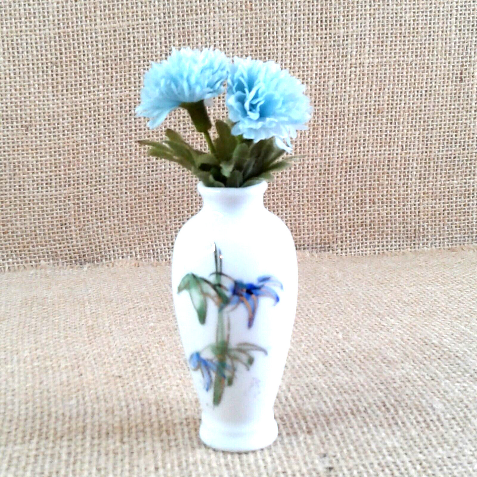 Soft Blue Floral Decor Original Porcelain Vase Country Chic Special Gift 1445