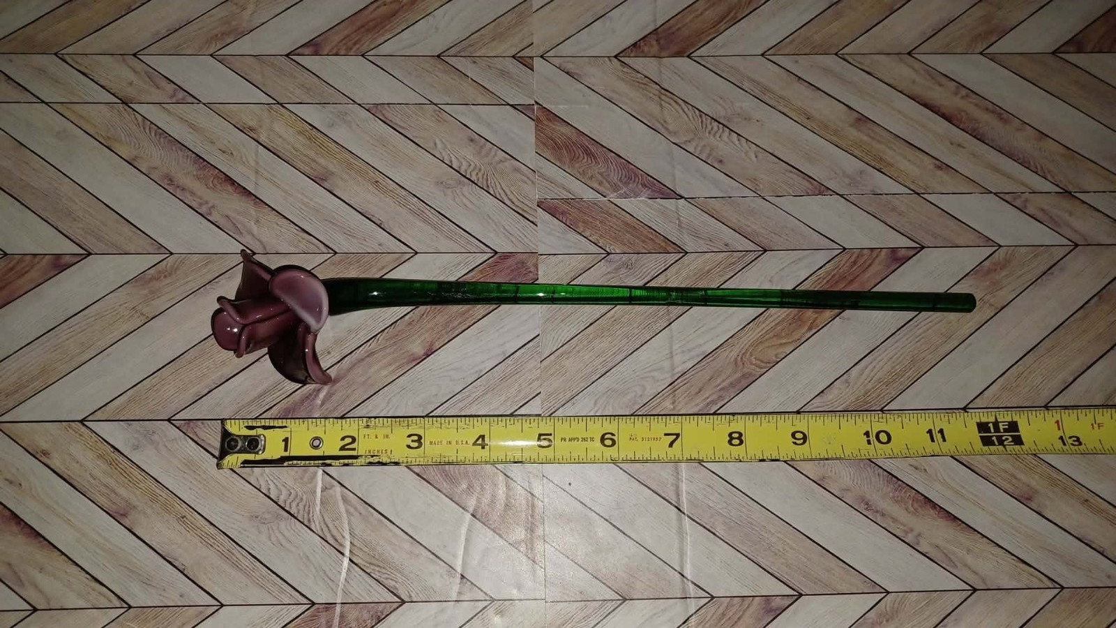 12 Inch Murano Style Blown Glass Flower Excellent Condition Purple Art Glass