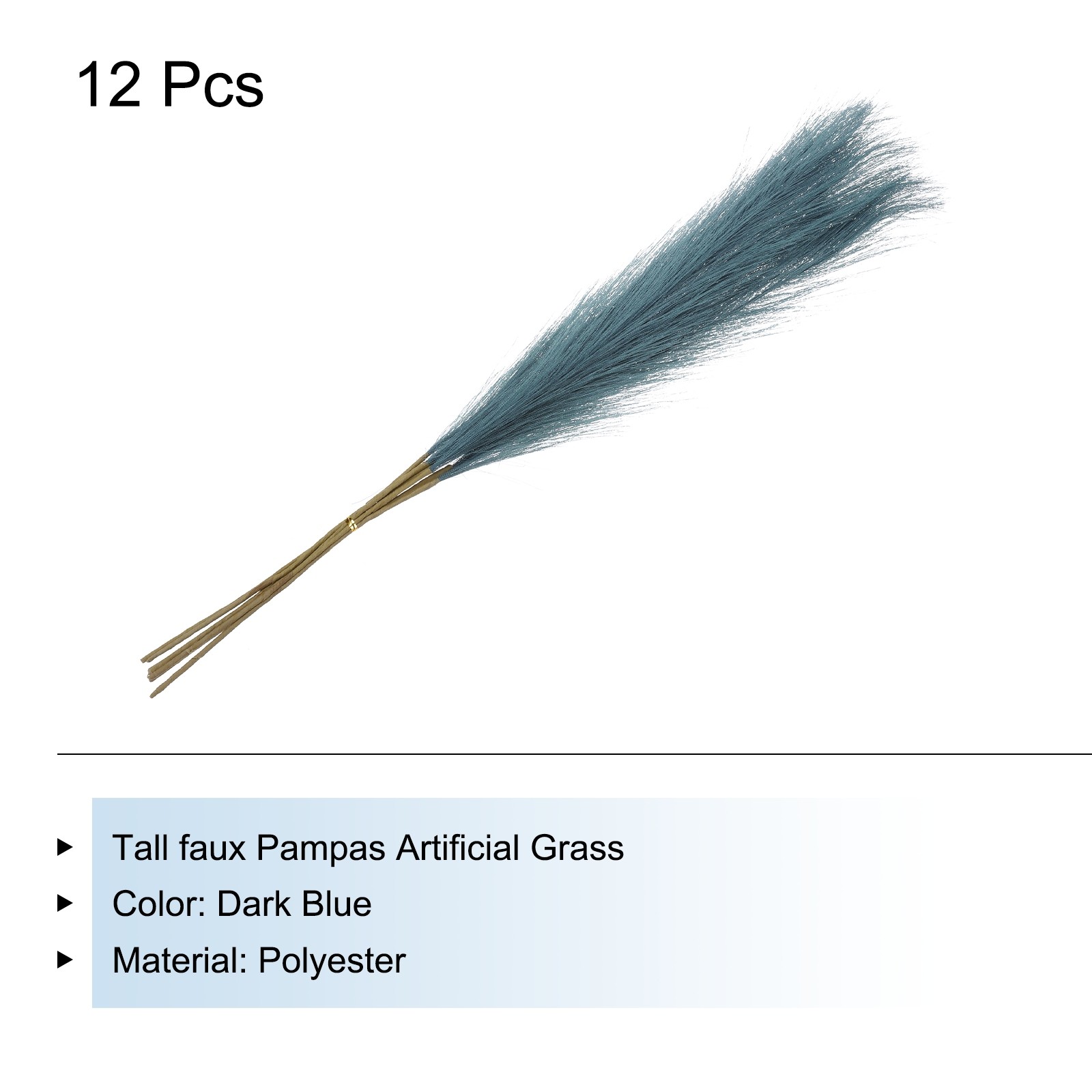 12Pcs Faux Pampas Grass,21″ Fake Pampas for Wedding Decoration,Dark Blue