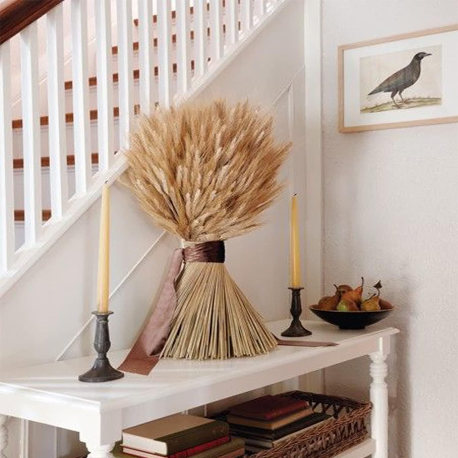 Dried Wheat Sheaves Bundle 100 Pcs Golden Natural Wheat Bouquet Bunch