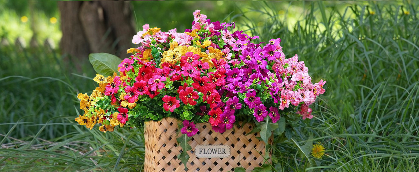 Realistic Artificial Outdoor Flowers UV-Resistant Plastic Fade Resistant Flowers