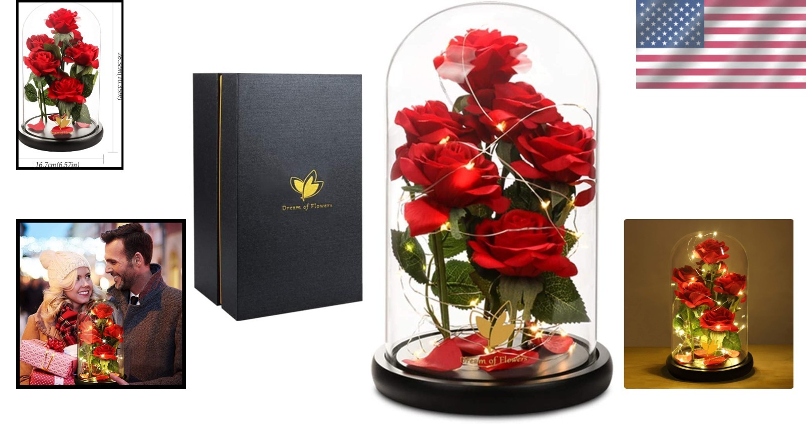 Eternal Rose in Glass Dome with LED Light
