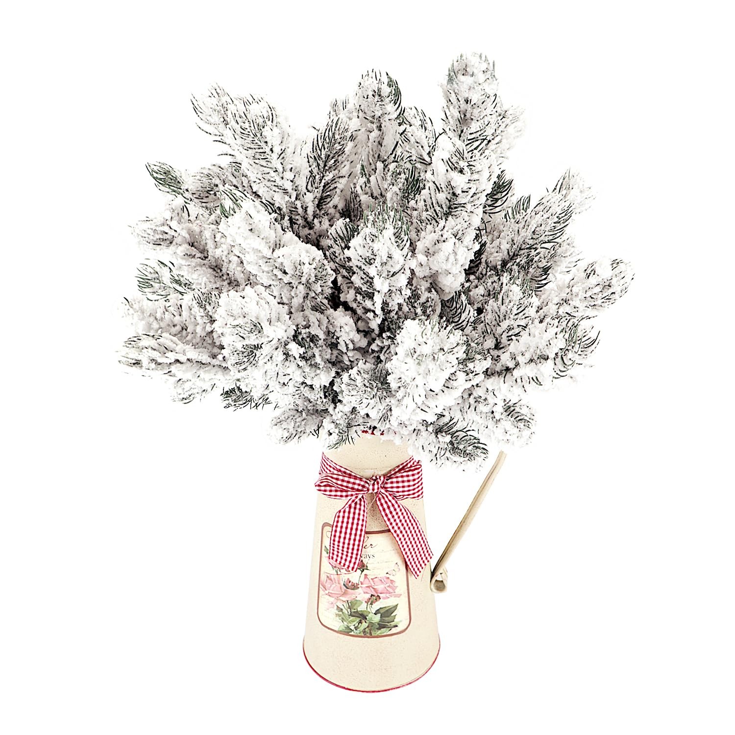 20PCS Frosted Artificial Pine Needles Branches 10.6 Inches Christmas Fake Sno…