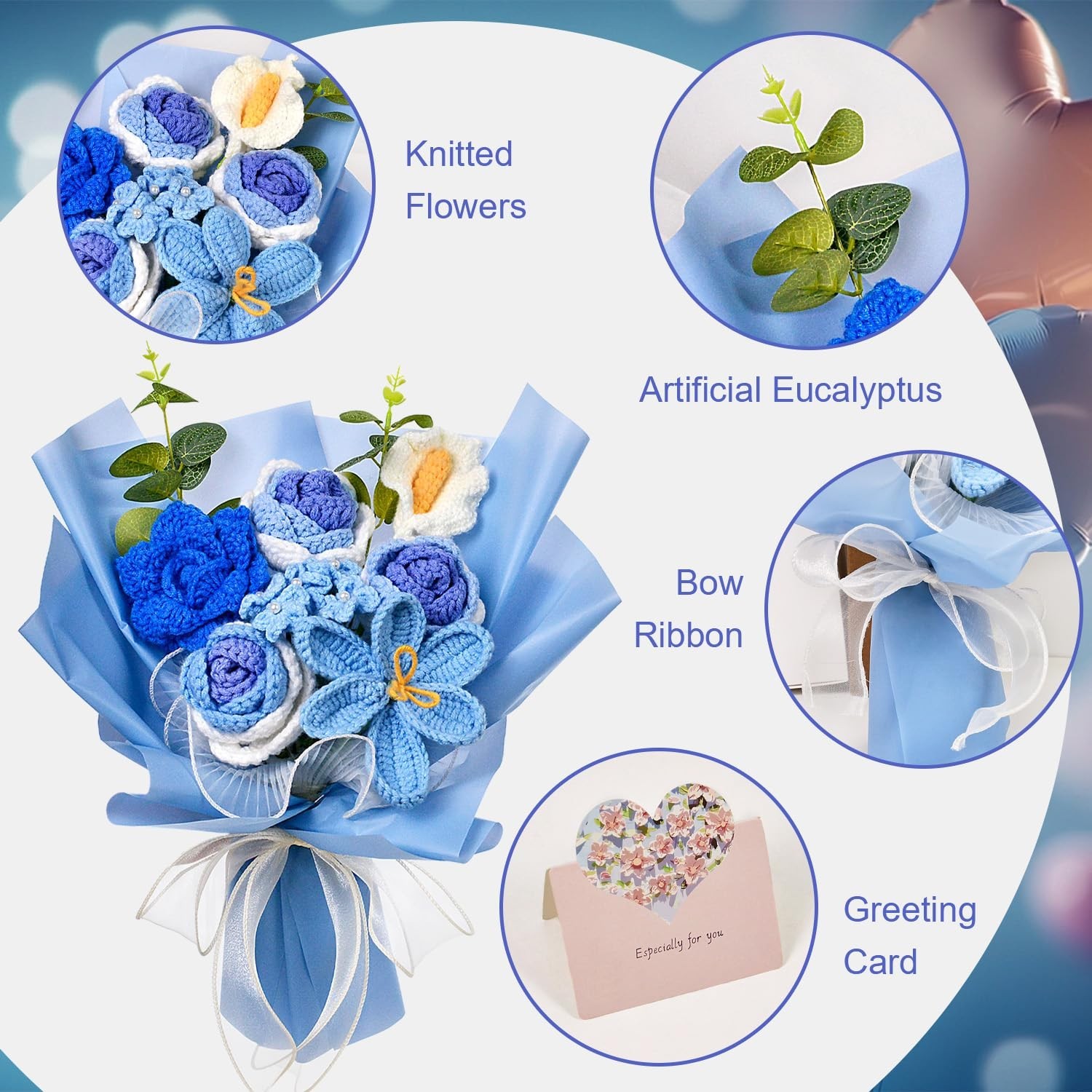 Handmade Crochet Flower Bouquet – Knitted Roses, Tulips & Calla Lilies for Gifts