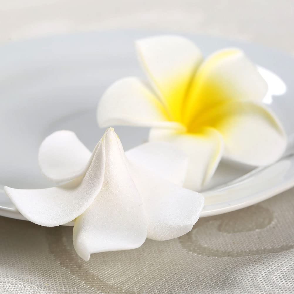 50Pcs 2.4Inch Artificial Foam Plumeria Rubra Hawaii Frangipani Beach Flower P…