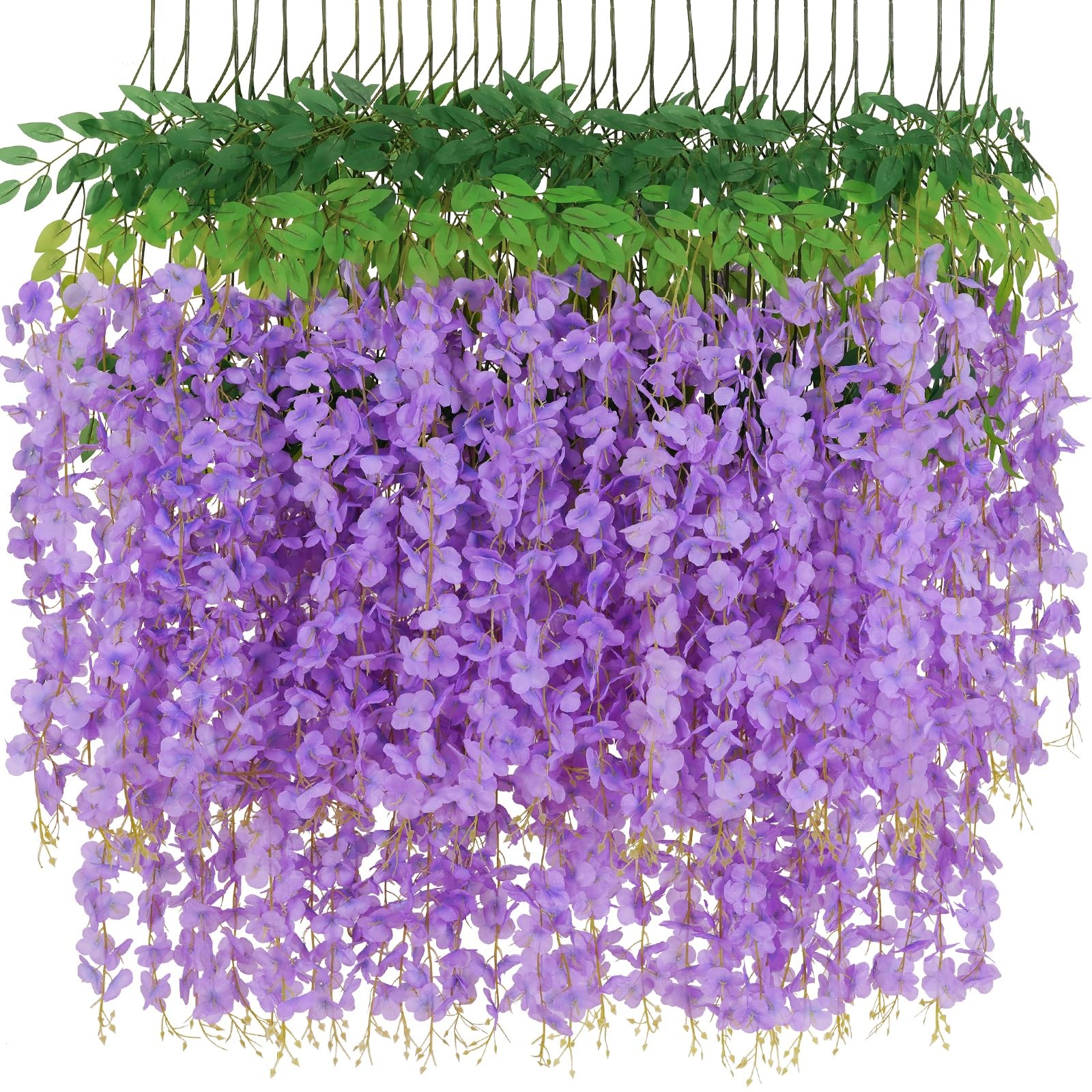Waipfaru 12 Pack Wisteria Hanging Flowers, 3.6 Feet/Pcs Purple Wisteria Artif…