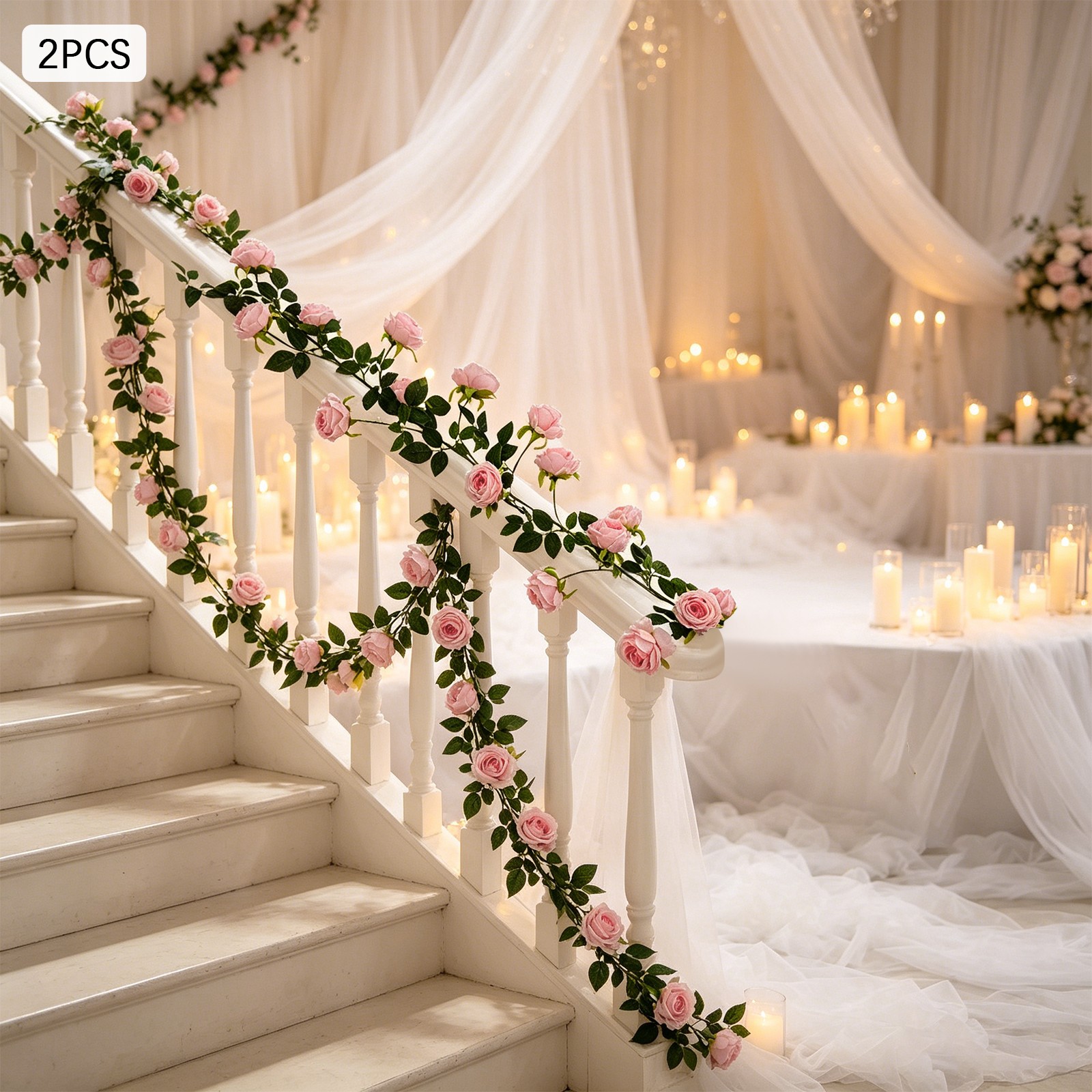 Pink Simulated Flower,190cm Simulated Rose Vine, Bendable Artificial Rose Vine