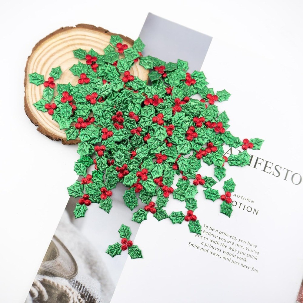 Mini Artificial Holly Leaves with Berries Christmas Greenery for Wreaths Gift