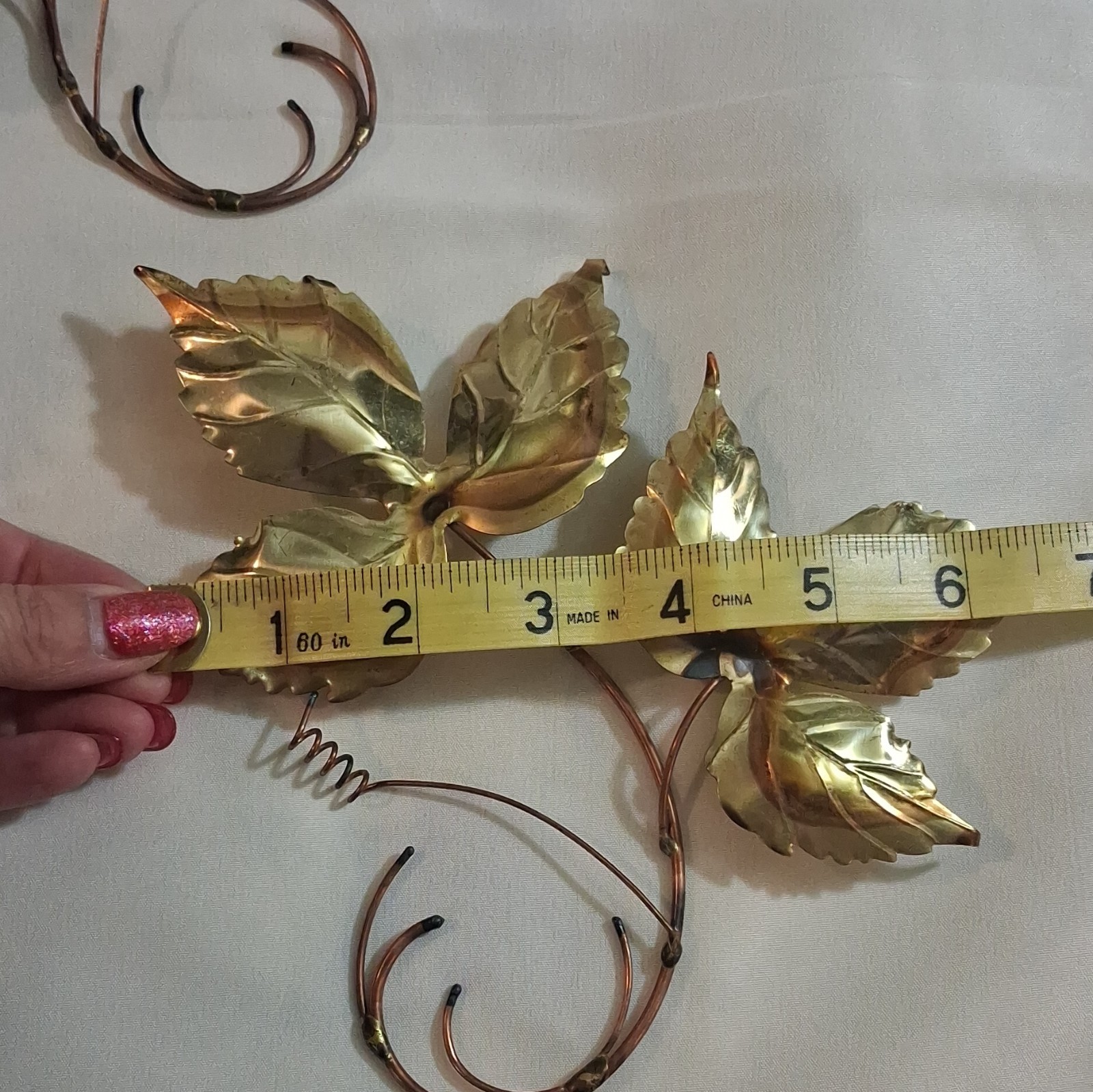 Vintage Brass And Copper Leaf Wall Sculptures. Mid Century Modern Decor