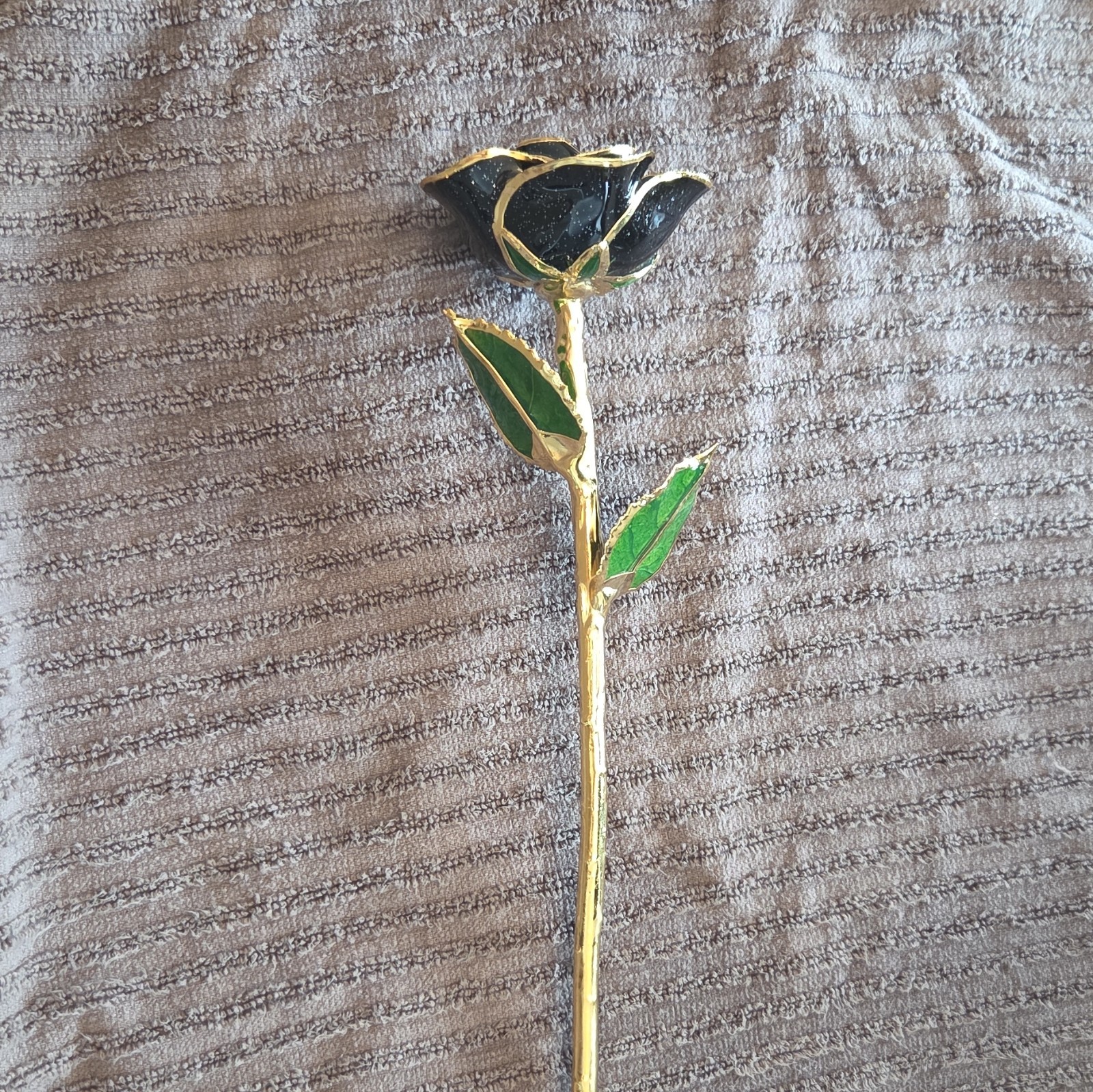 I Hate Steven Singer Artificial Black Rose Flower Stem Twig w/ Gold Trim