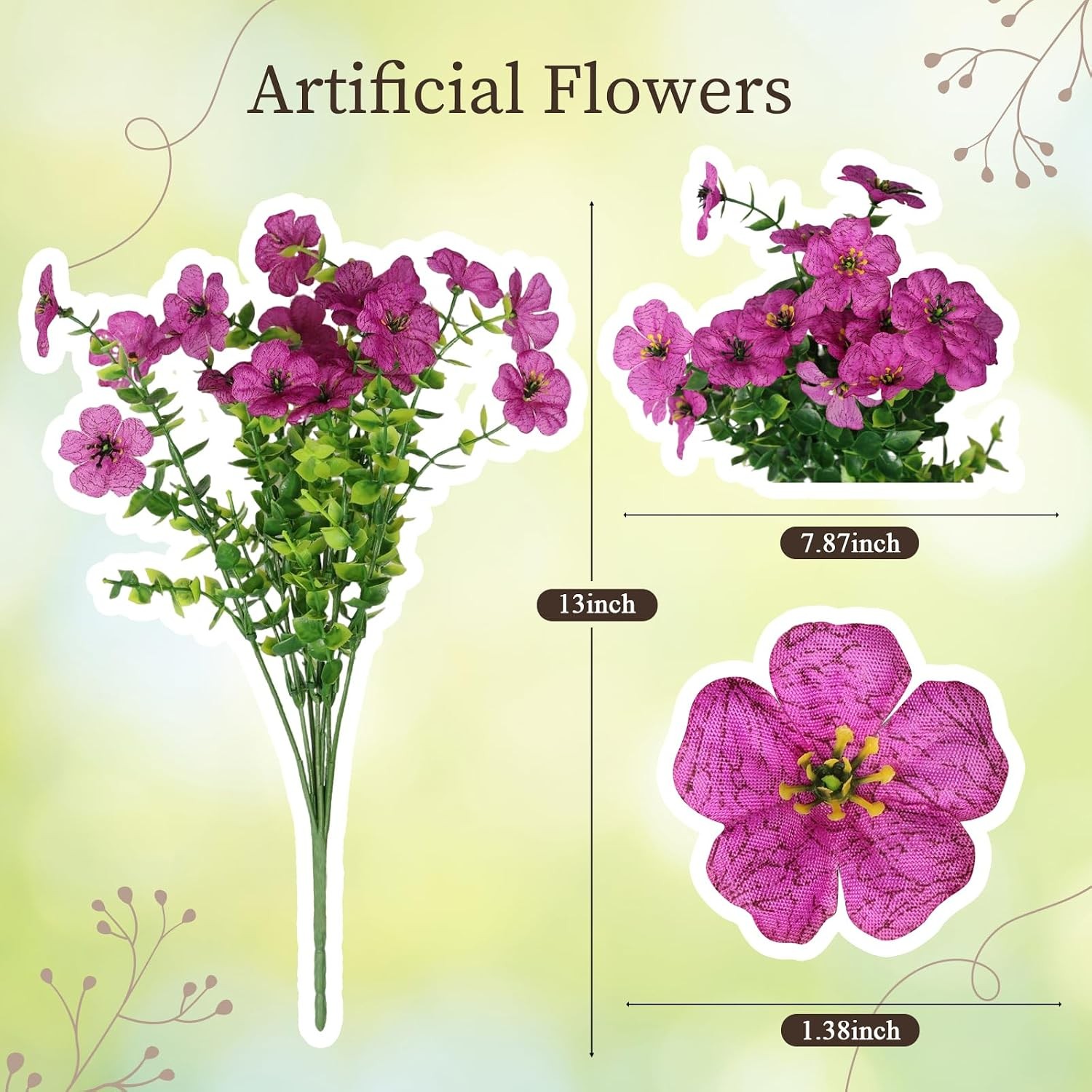 Artificial Flowers for Outdoors, 16 Bundles UV Resistant Fake Outdoor Flowers,