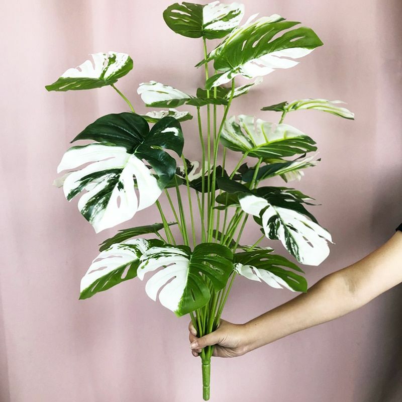 Tropical Large Palm Green Plant Leaves Tree Artificial Monstera Home Decoration