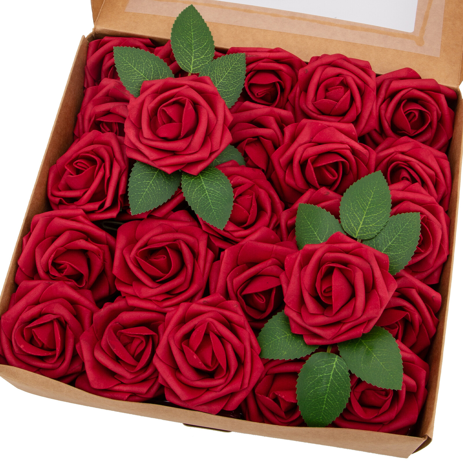50Pack Faux Fake Foam Rose Bulk for DIY Wedding Bouquet Baby Bridal Shower Party