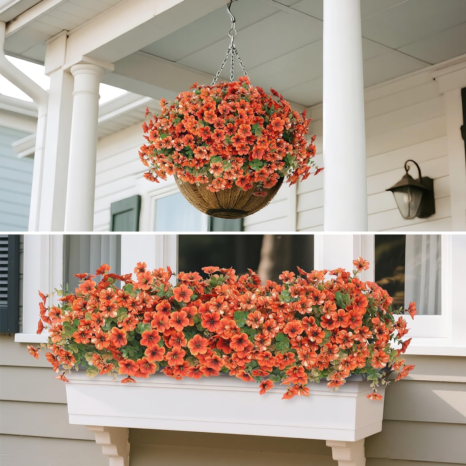 Artificial Flowers for Outdoor Fall Decoration-Faux Flower Petunia with Eucal…
